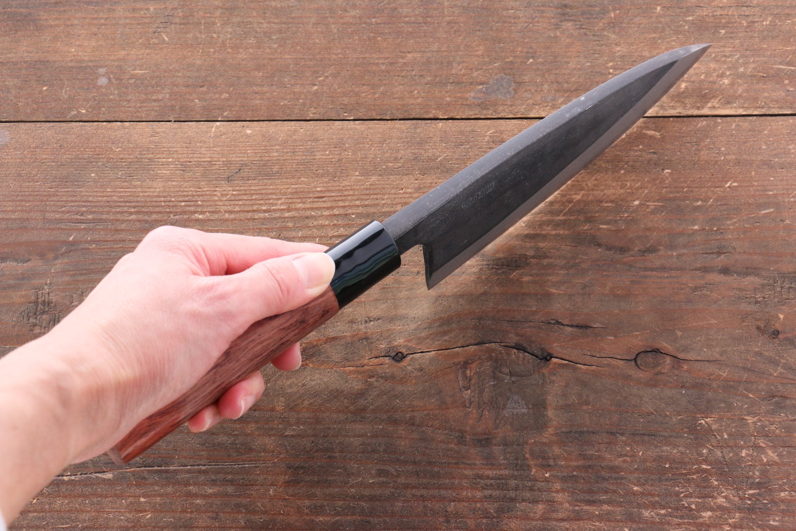 Nao Yamamoto White Steel No.1 Kurouchi Deba 150mm with Bubinga Wood Handle - Seisuke Knife