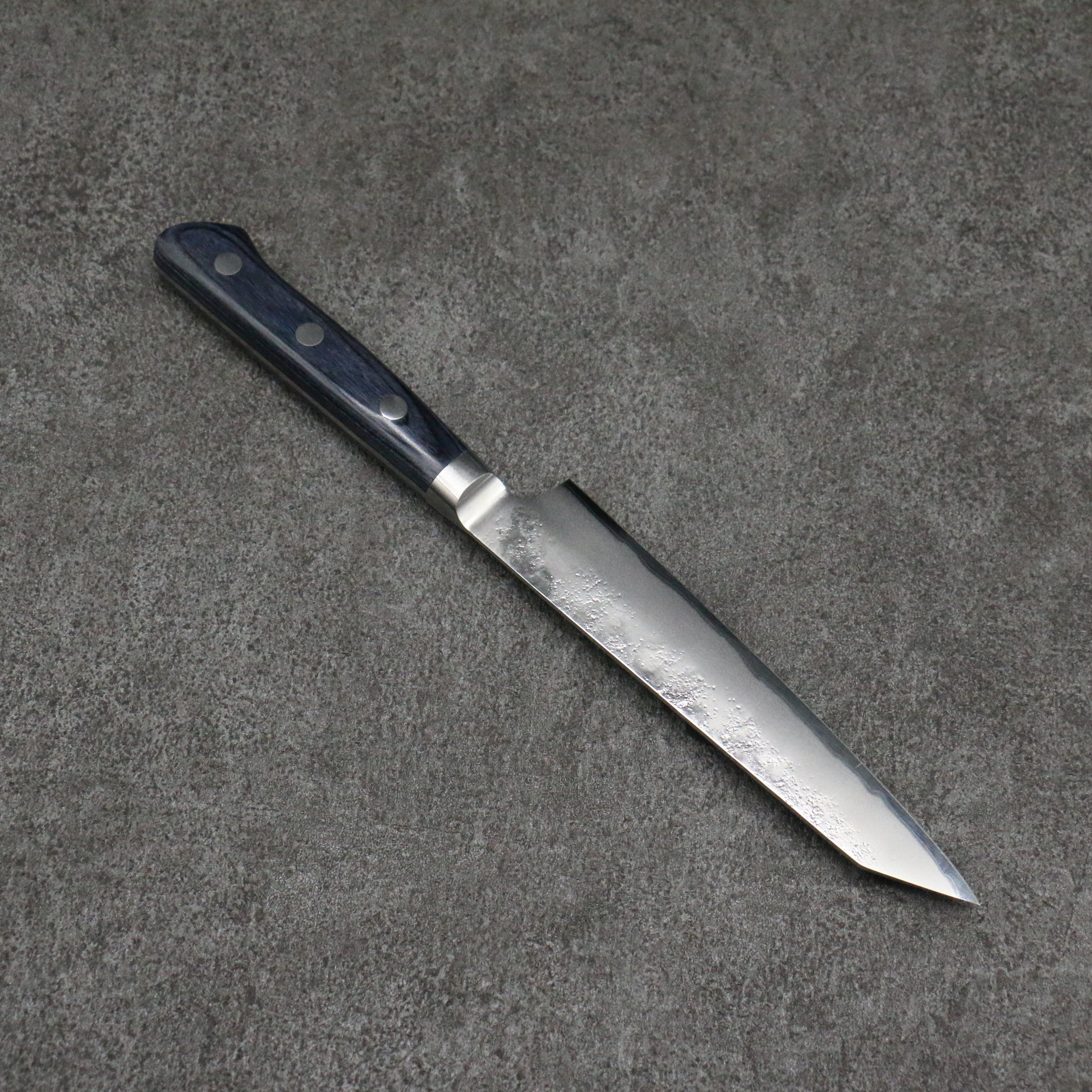 Seisuke Blue Steel No.2 Nashiji Kiritsuke Petty-Utility 145mm Navy Blue Pakkawood Handle - Seisuke Knife