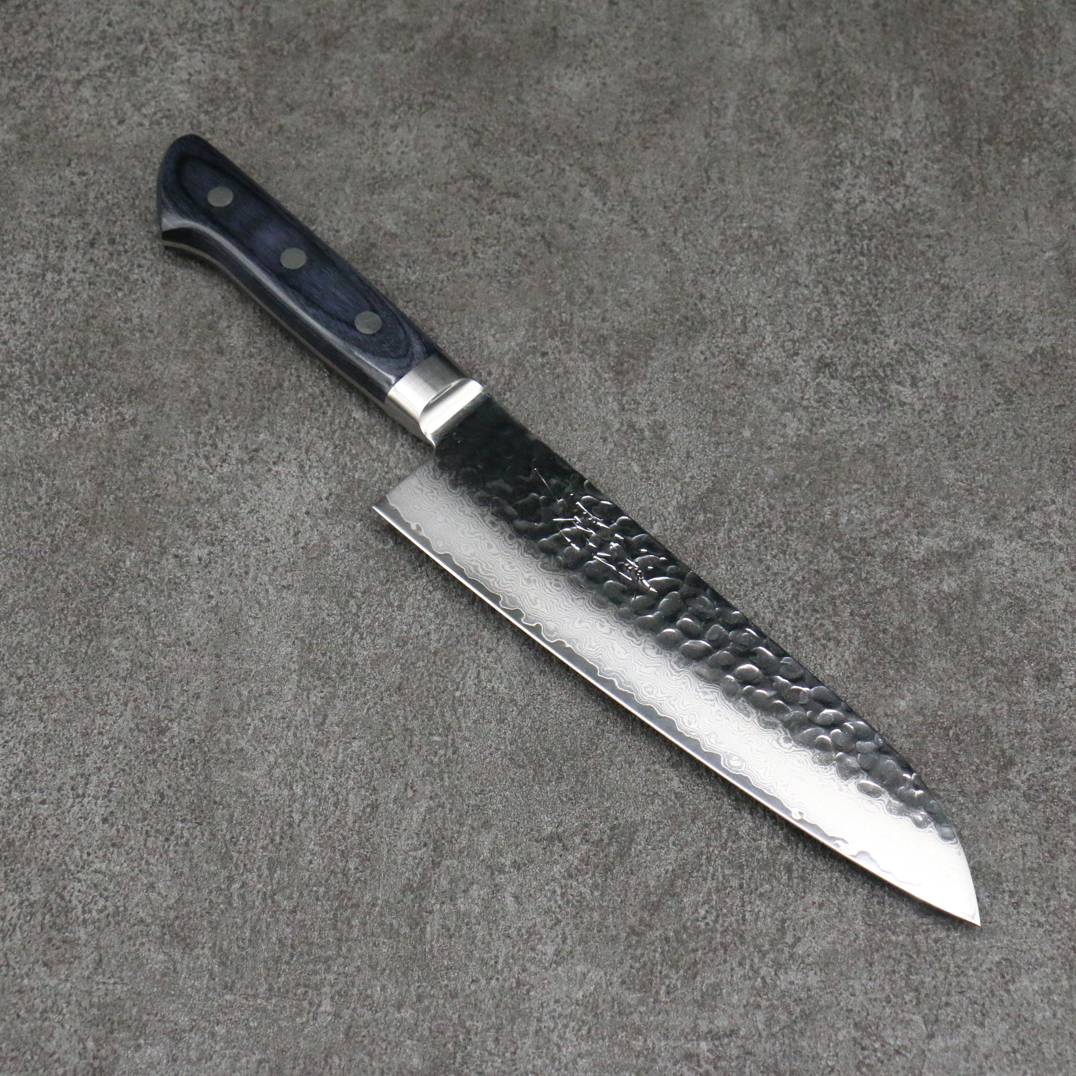 Seisuke Seiun VG10 33 Layer Damascus Santoku 180mm Navy blue Pakka wood Handle - Seisuke Knife