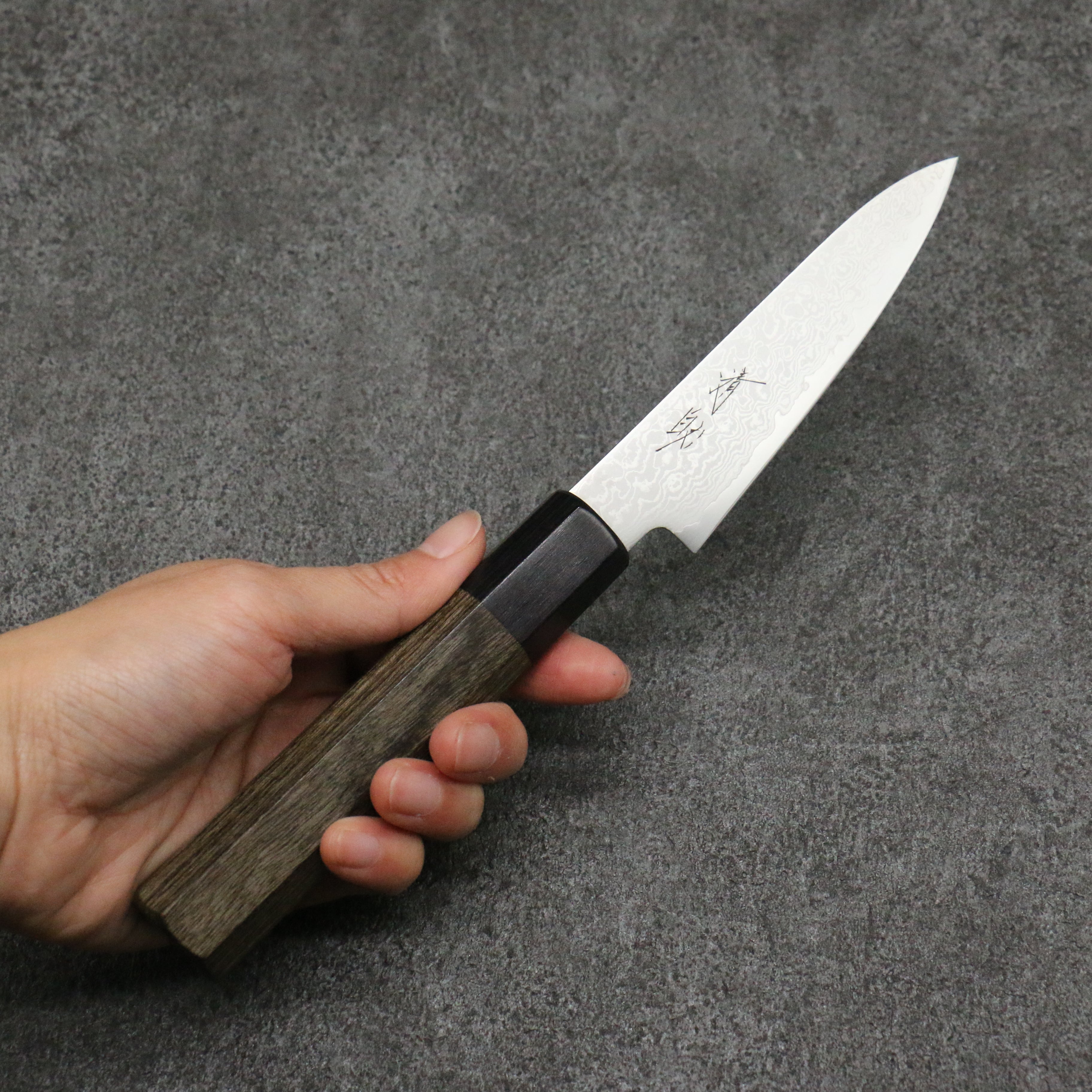 Seisuke VG10 Damascus Petty-Utility 105mm Gray Pakkawood Handle - Seisuke Knife