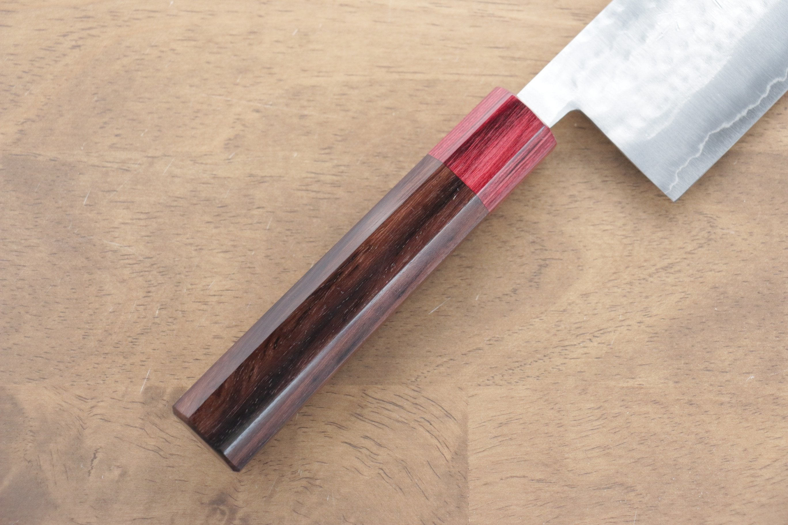 Kunihira VG1 Hammered Nakiri 165mm with Shitan Handle and Red Pakkawood Ferrule - Seisuke Knife