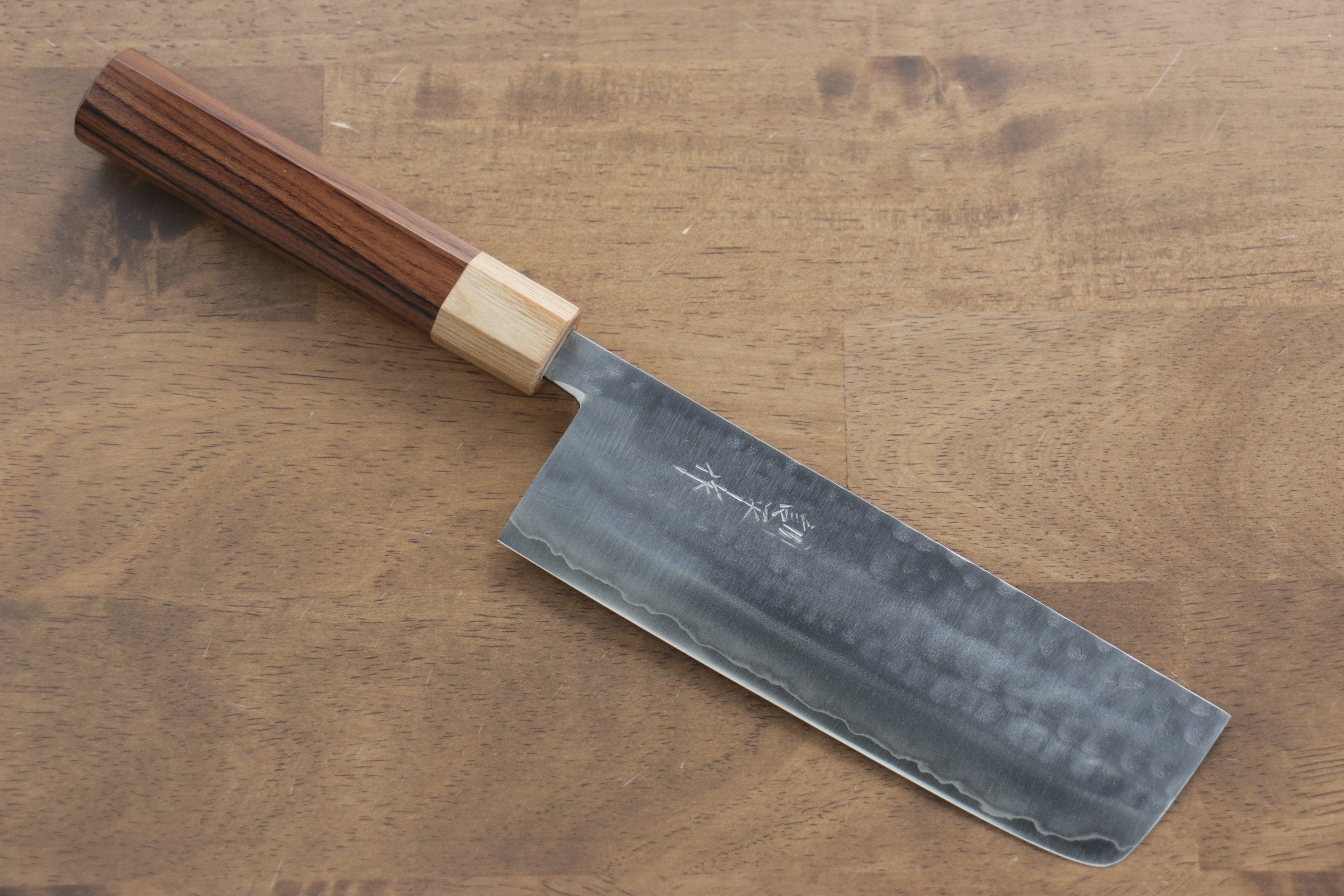Kunihira VG1 Hammered Nakiri 165mm with Morado Handle - Seisuke Knife