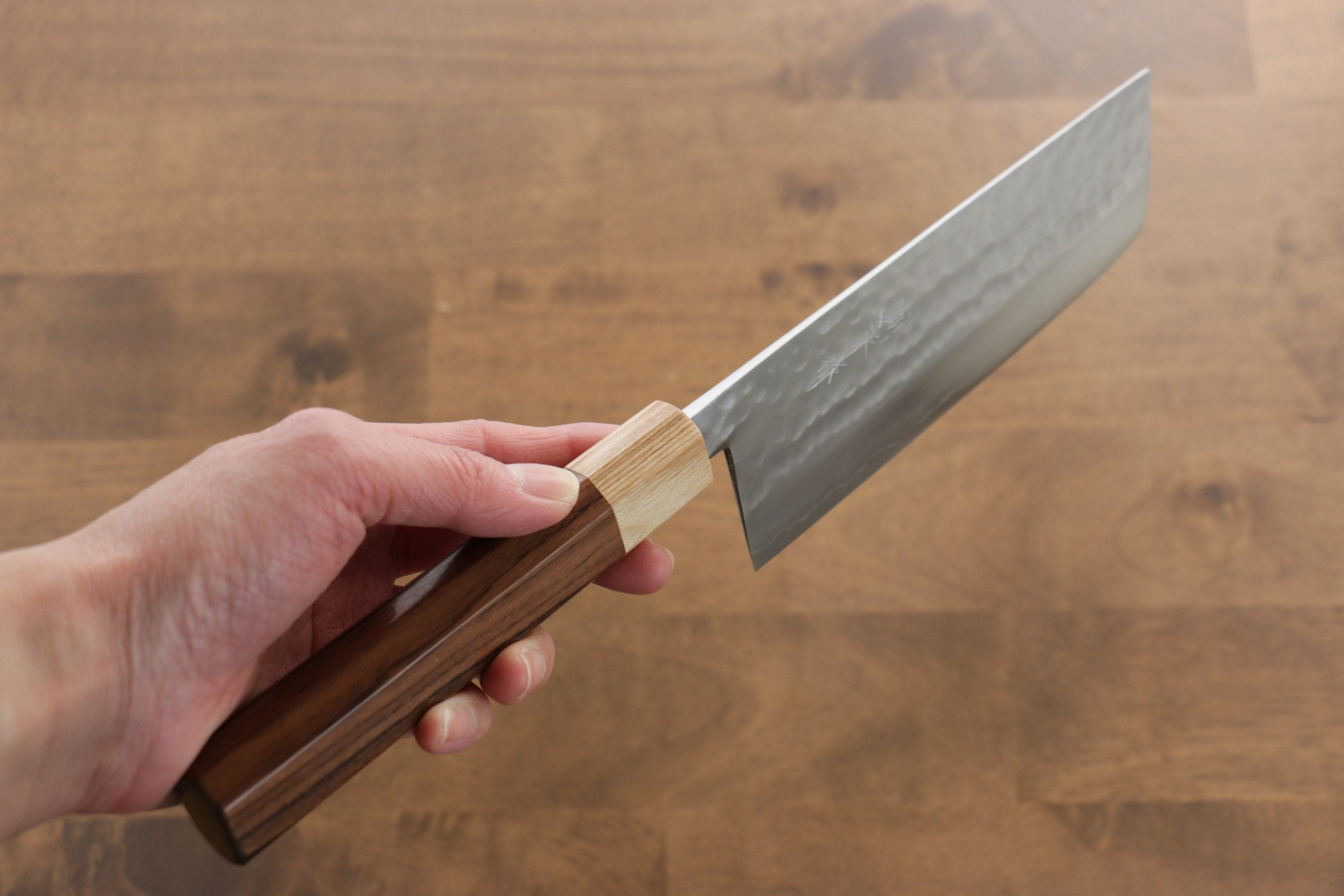 Kunihira VG1 Hammered Nakiri 165mm with Morado Handle - Seisuke Knife