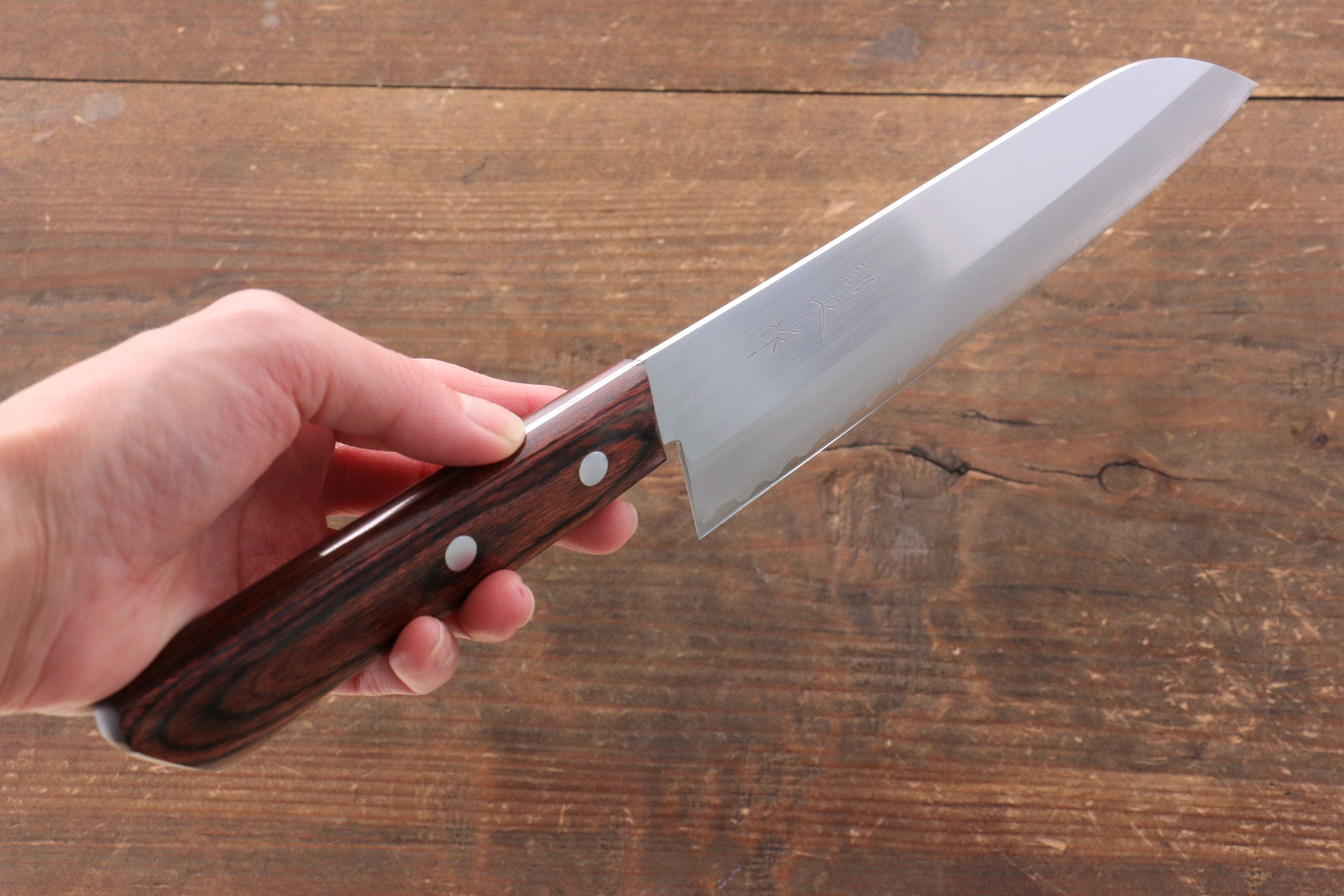Kunihira VG1 Migaki Finished Santoku 170mm Mahogany Handle - Seisuke Knife