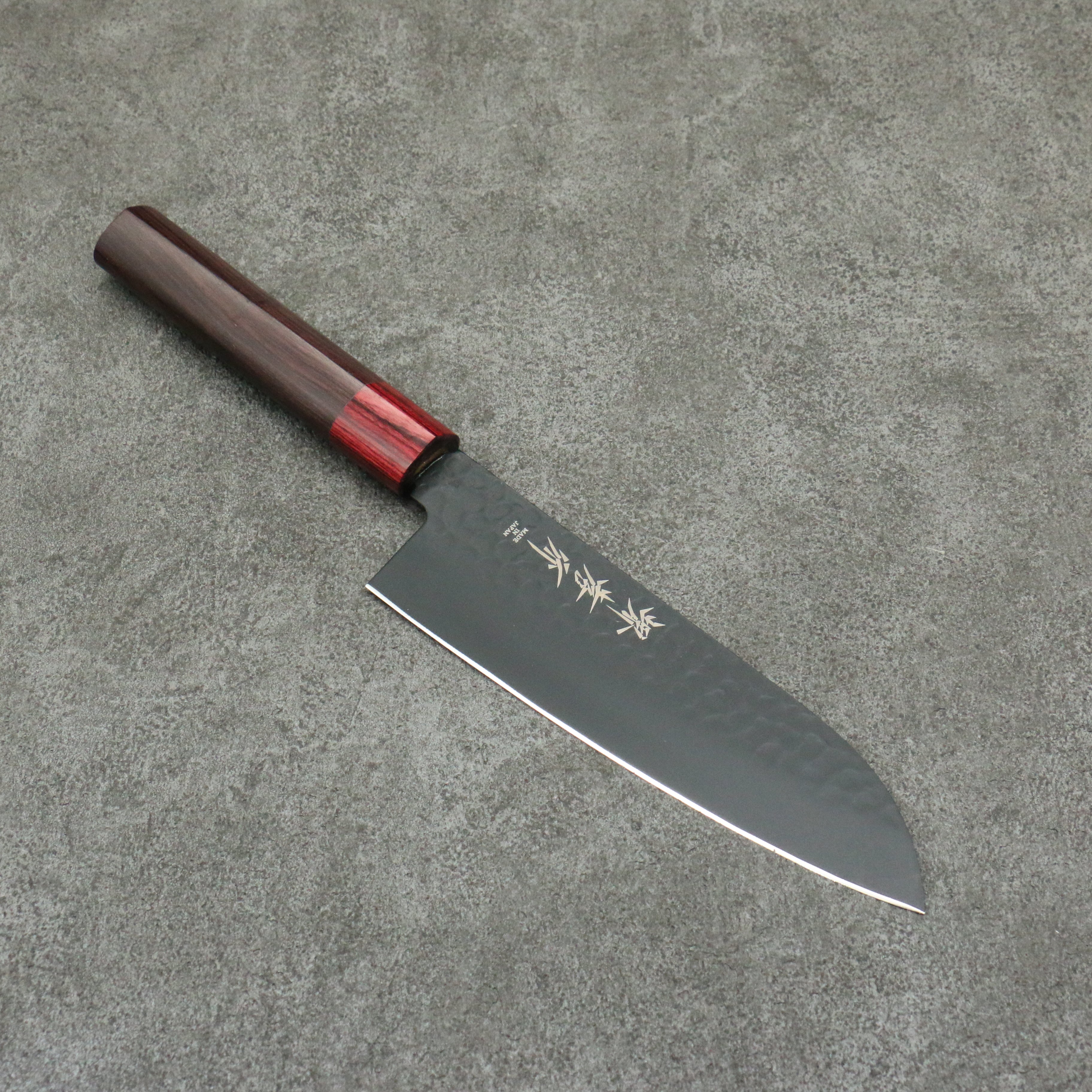 Sakai Takayuki Kurokage VG10 Hammered Teflon Coating Santoku 170mm Rosewood Handle - Seisuke Knife