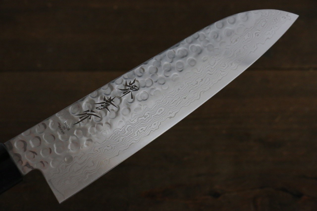 Sakai Takayuki 45 Layer Damascus Japanese Chef's Santoku Knife 180mm with Shitan Handle - Seisuke Knife