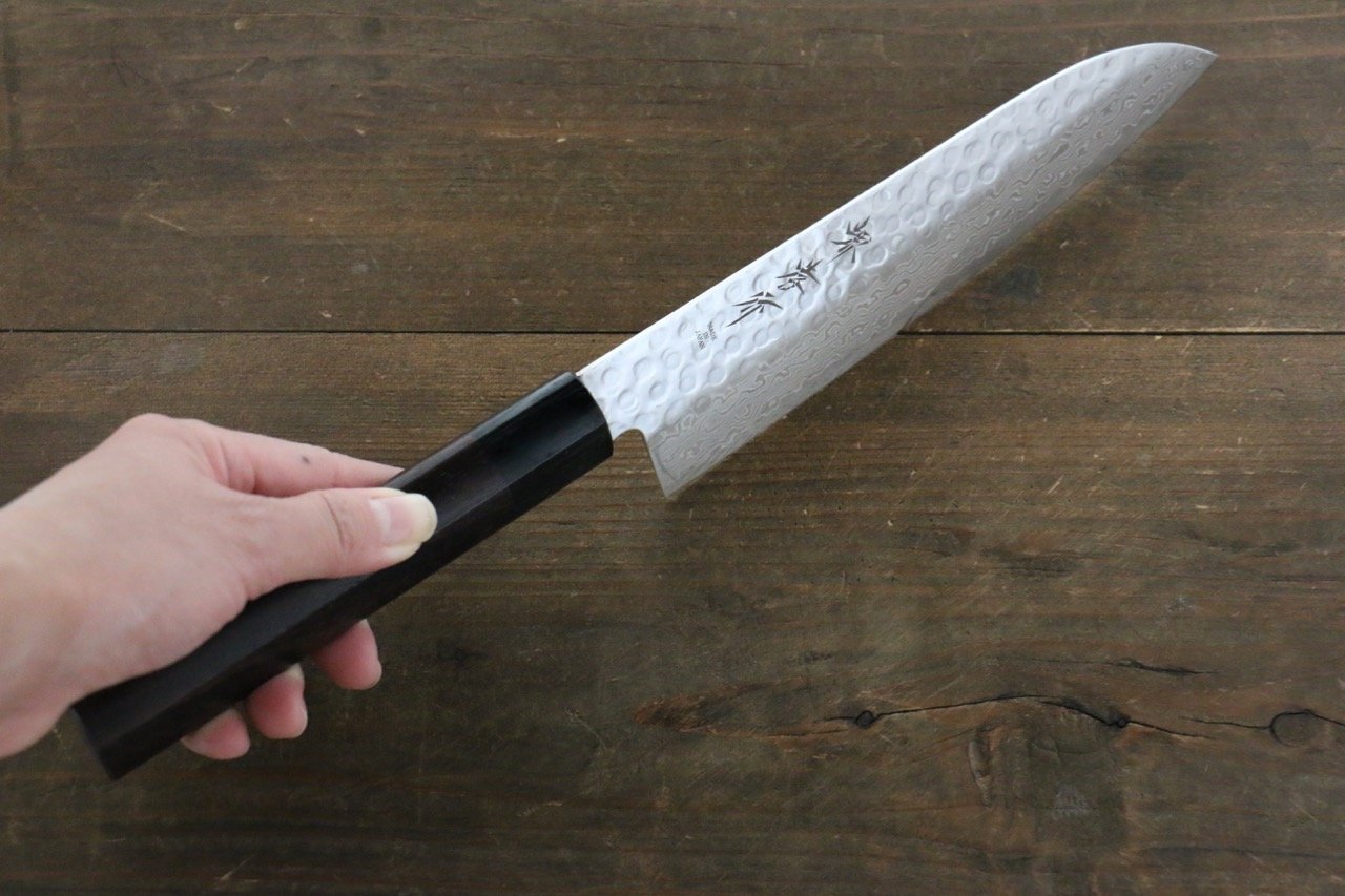 Sakai Takayuki 45 Layer Damascus Japanese Chef's Santoku Knife 180mm with Shitan Handle - Seisuke Knife