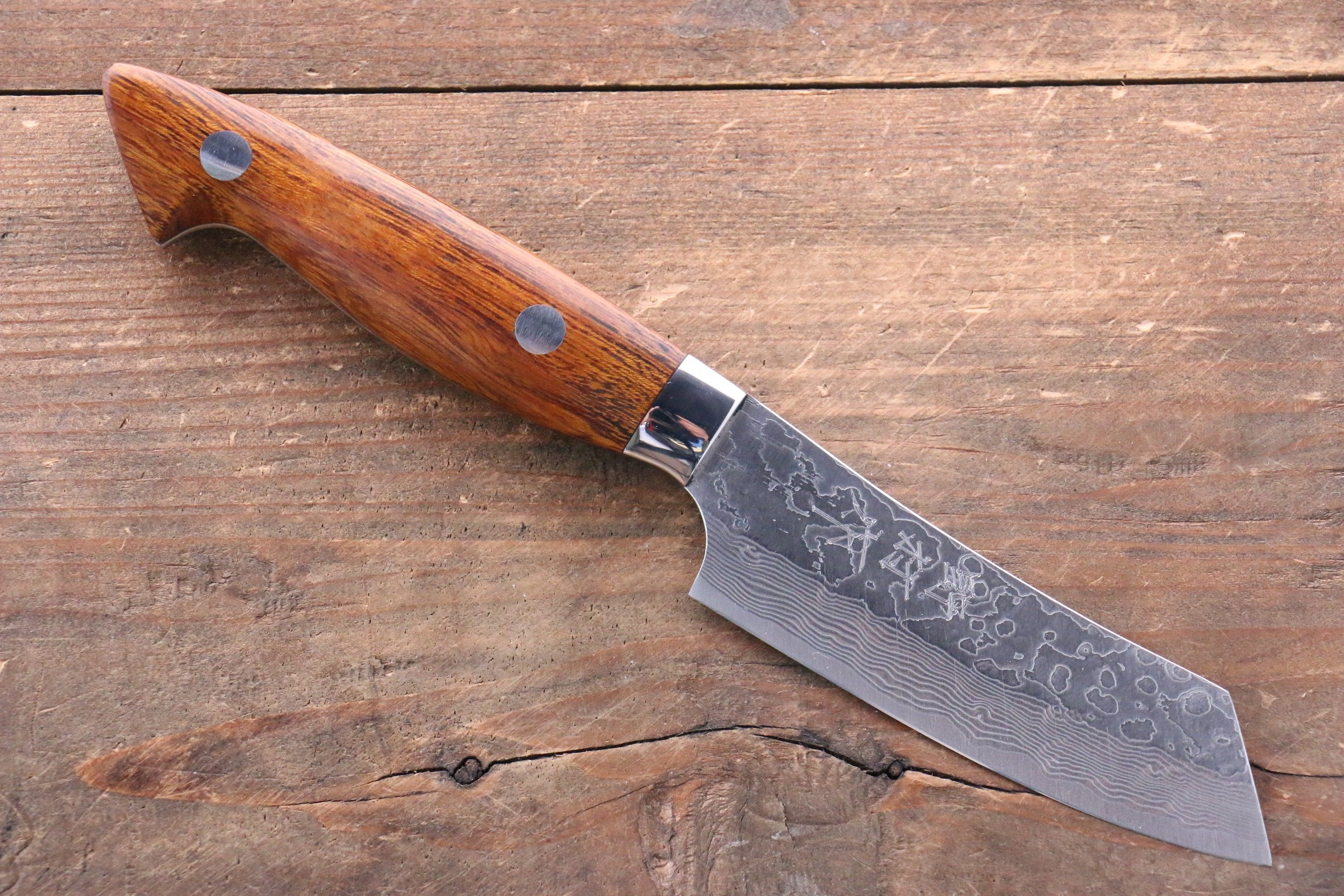 Kazuo Nomura VG10 Damascus Kiritsuke 90mm Ironwood Handle - Seisuke Knife