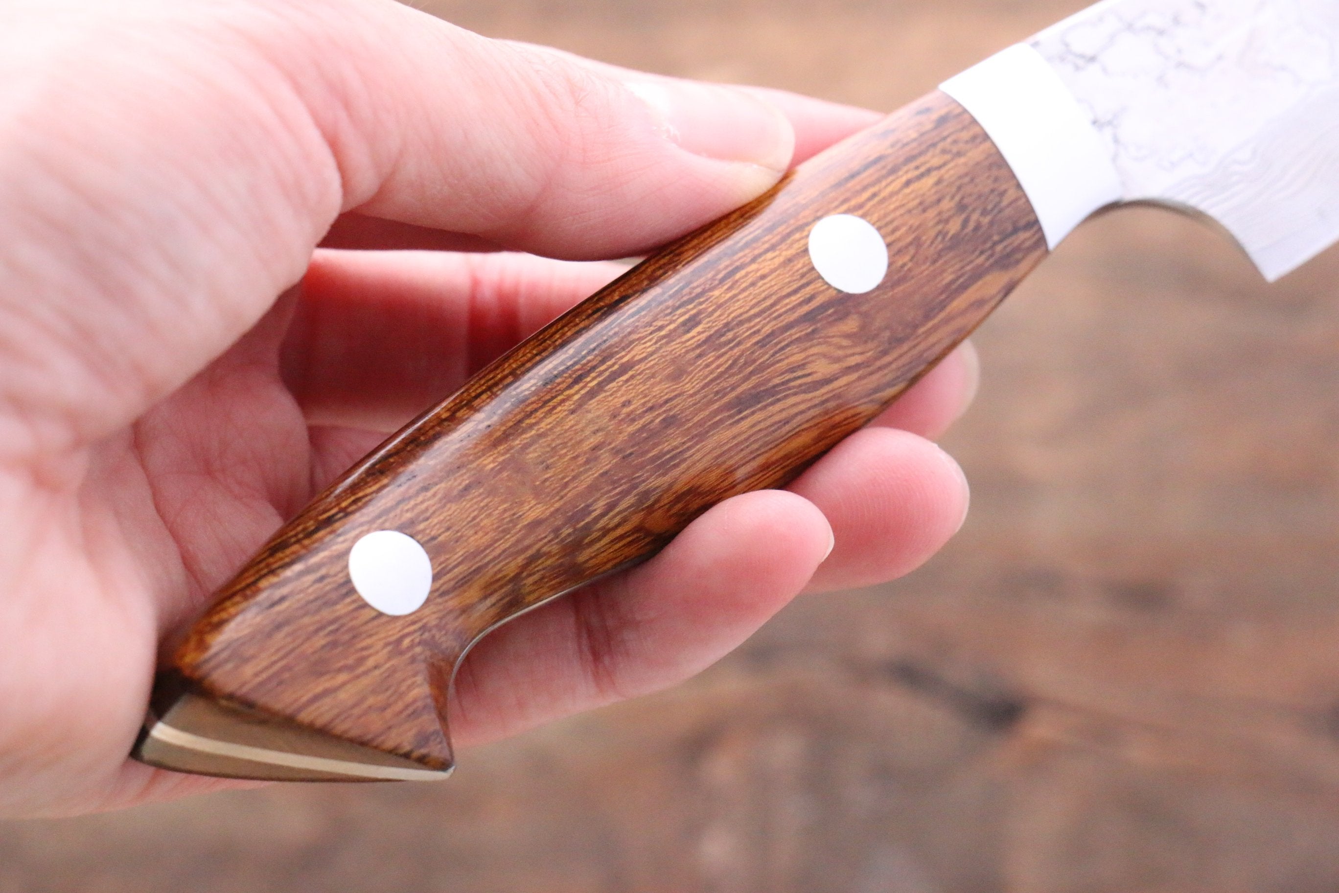 Kazuo Nomura VG10 Damascus Kiritsuke 90mm Ironwood Handle - Seisuke Knife