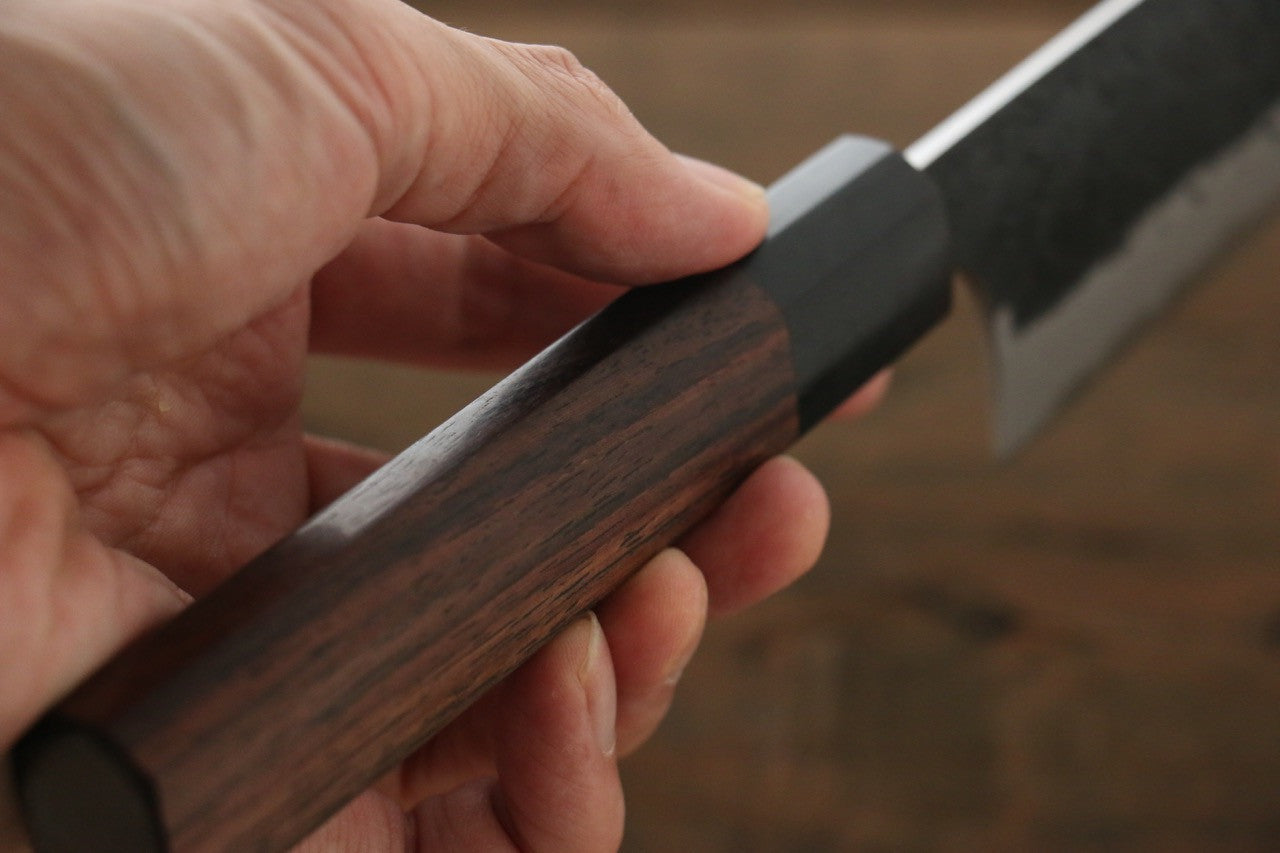 Yu Kurosaki Blue Super Clad Hammered Kurouchi Santoku Japanese Chef Knife 165mm - Seisuke Knife