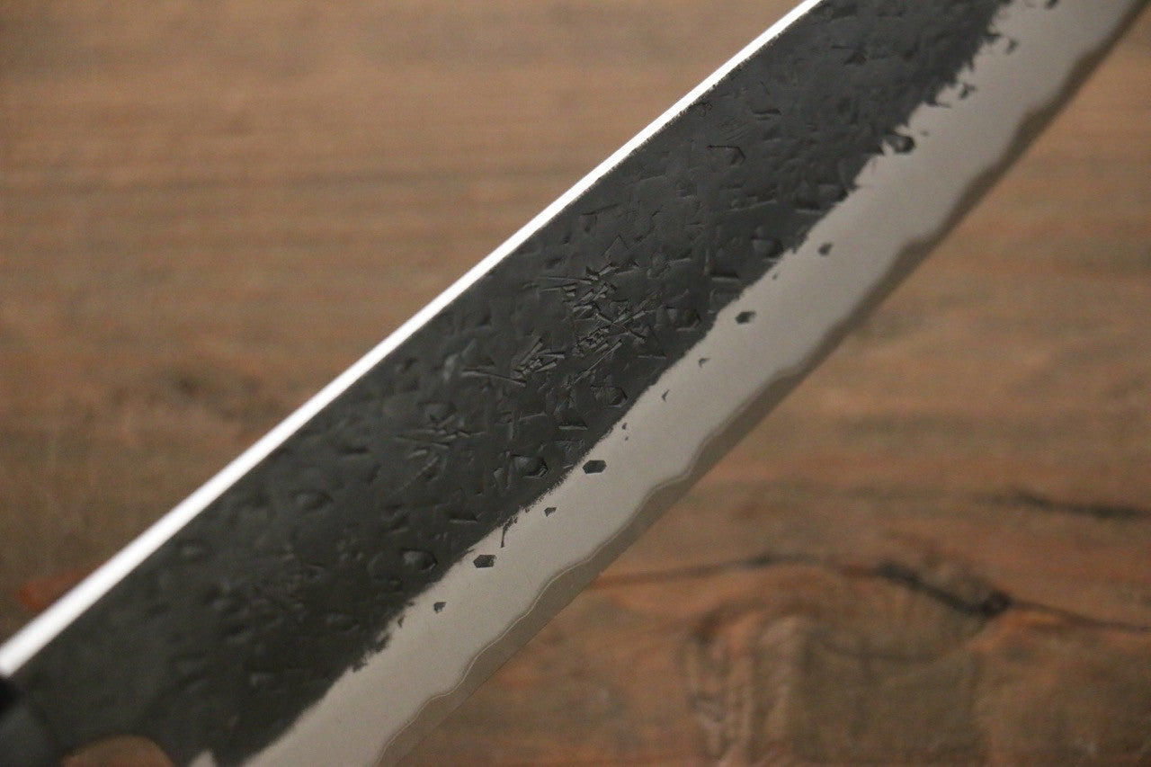 Yu Kurosaki Blue Super Clad Hammered Kurouchi Santoku Japanese Chef Knife 165mm - Seisuke Knife