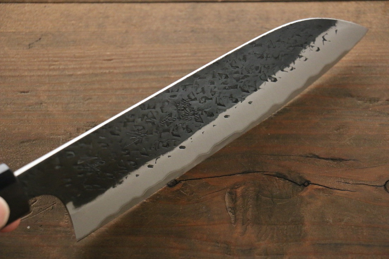 Yu Kurosaki Blue Super Clad Hammered Kurouchi Santoku Japanese Chef Knife 165mm - Seisuke Knife
