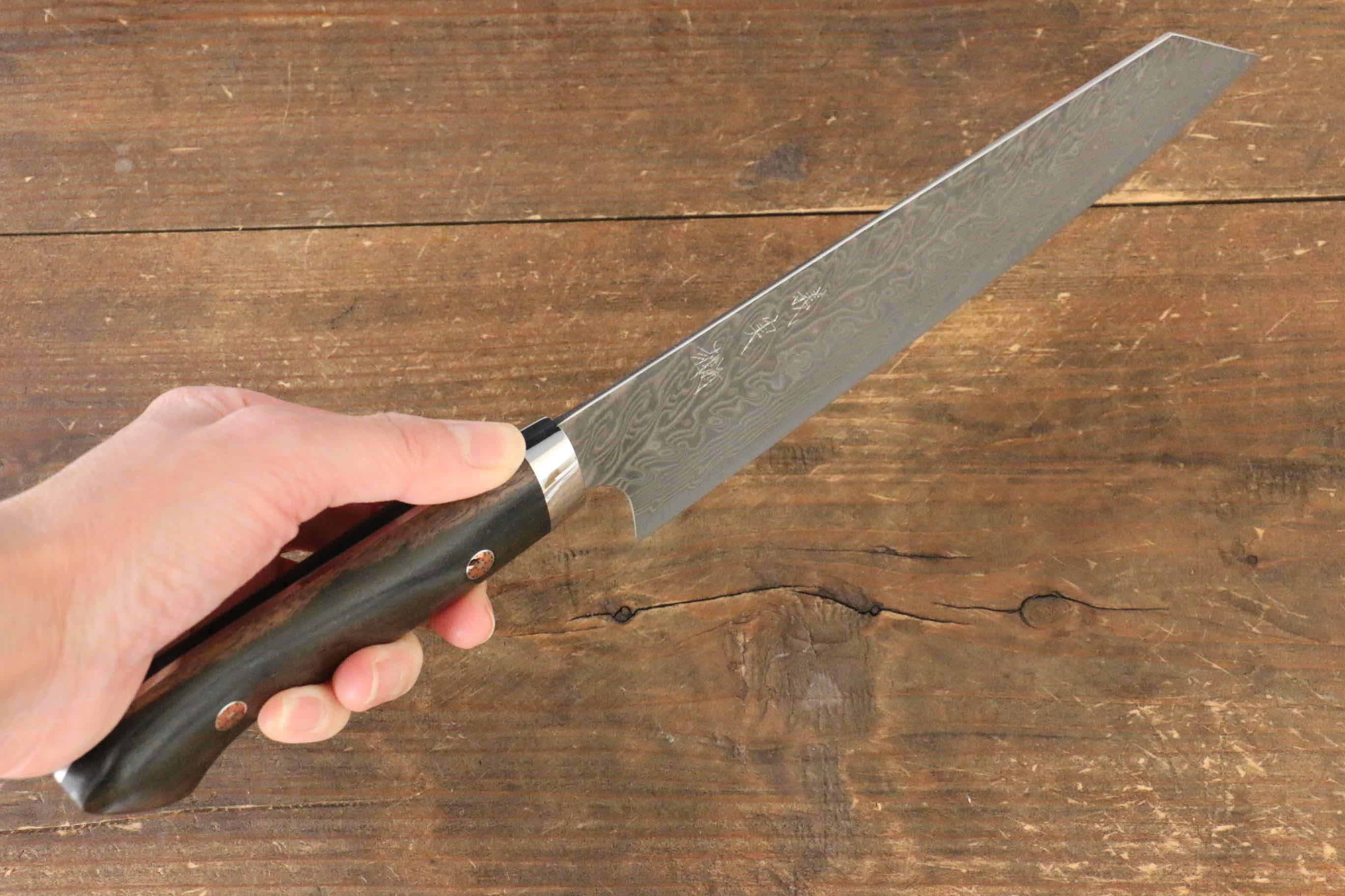Yoshimi Kato SG2 Damascus Bunka 200mm with Black Persimmon Handle - Seisuke Knife