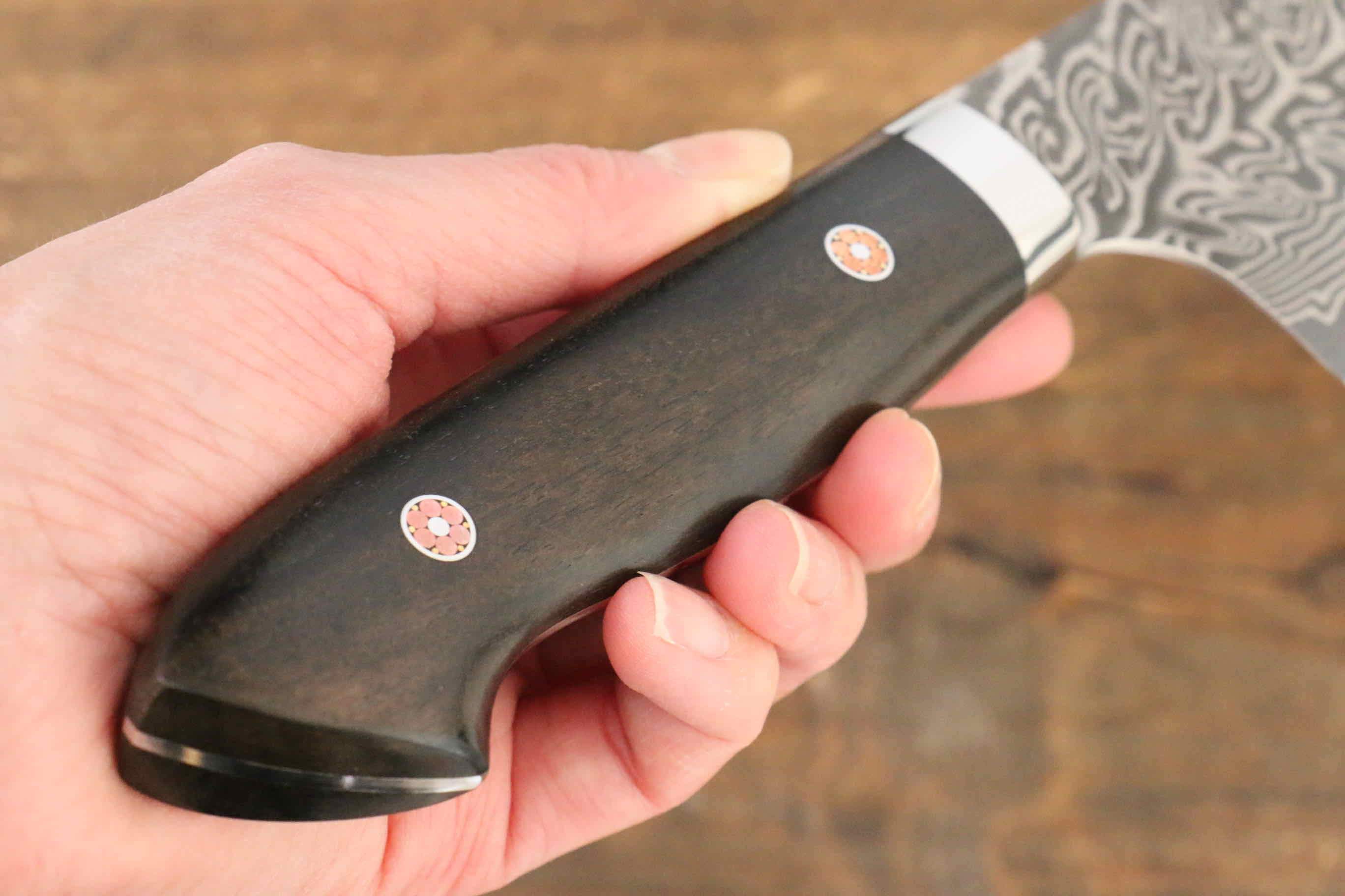 Yoshimi Kato SG2 Damascus Bunka 200mm with Black Persimmon Handle - Seisuke Knife