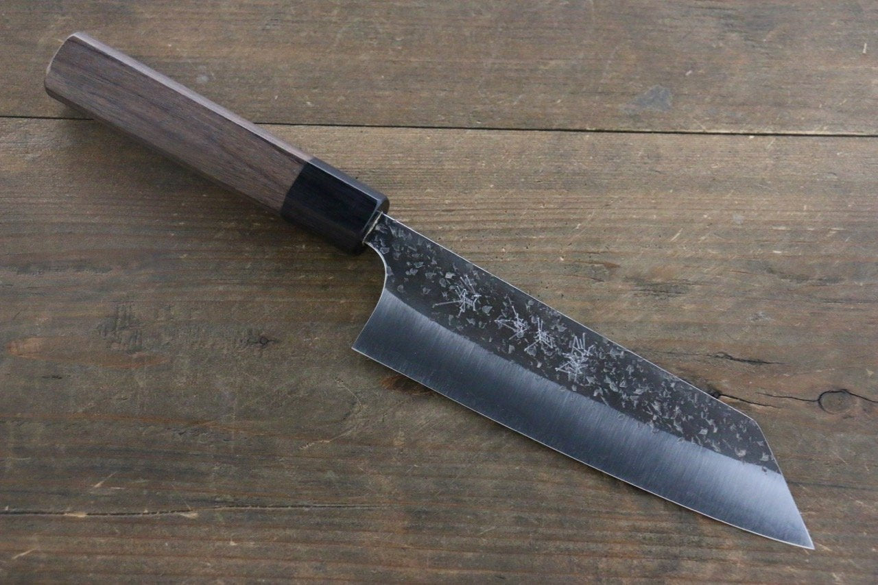 Yu Kurosaki Blue Super Clad Hammered Kurouchi Bunka Japanese Chef Knife 165mm - Seisuke Knife