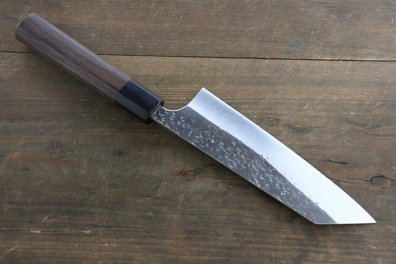 Yu Kurosaki Blue Super Clad Hammered Kurouchi Bunka Japanese Chef Knife 165mm - Seisuke Knife