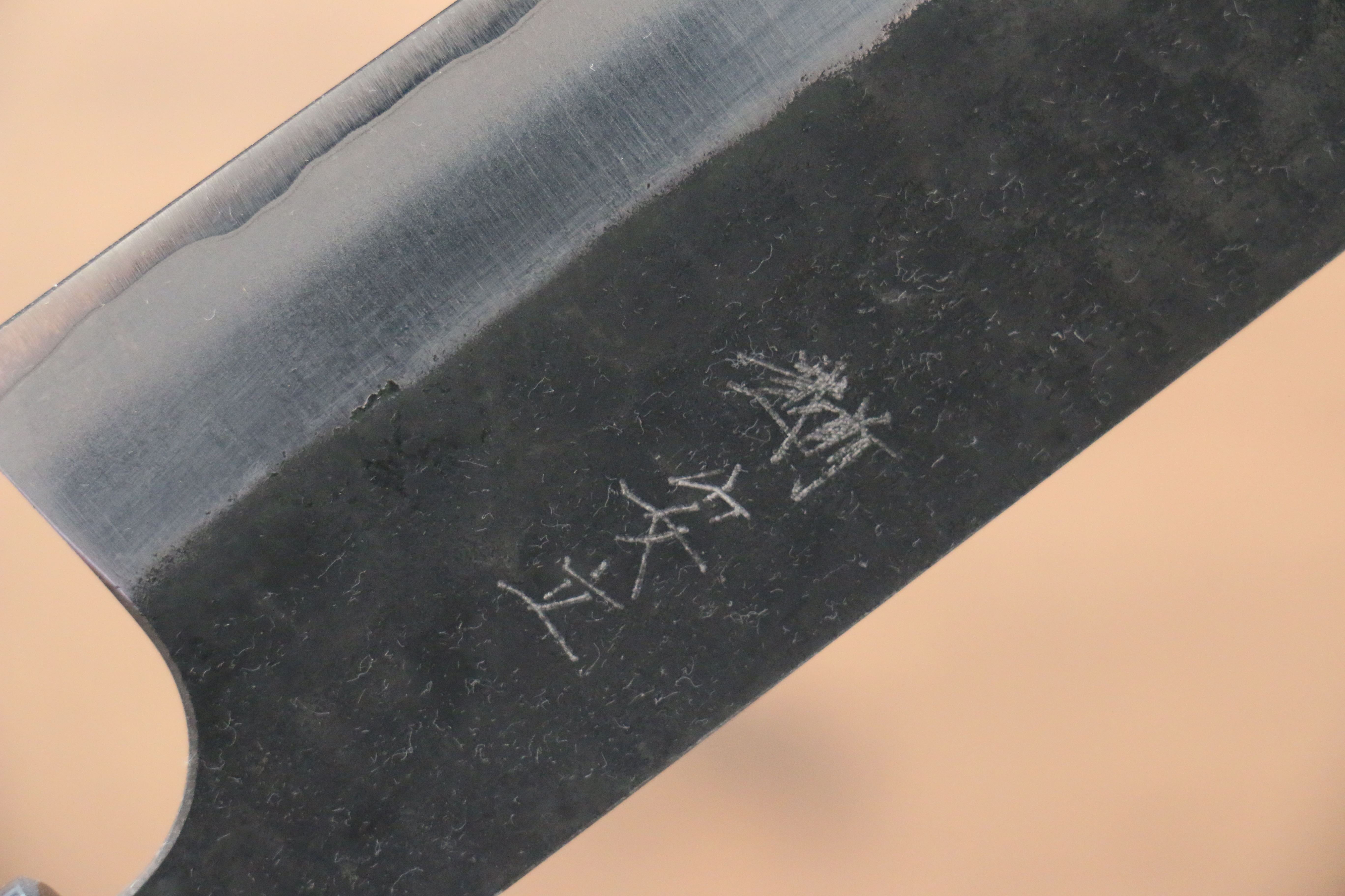 Anryu Blue Super Hammered Kurouchi Santoku 165mm Shitan Handle - Seisuke Knife