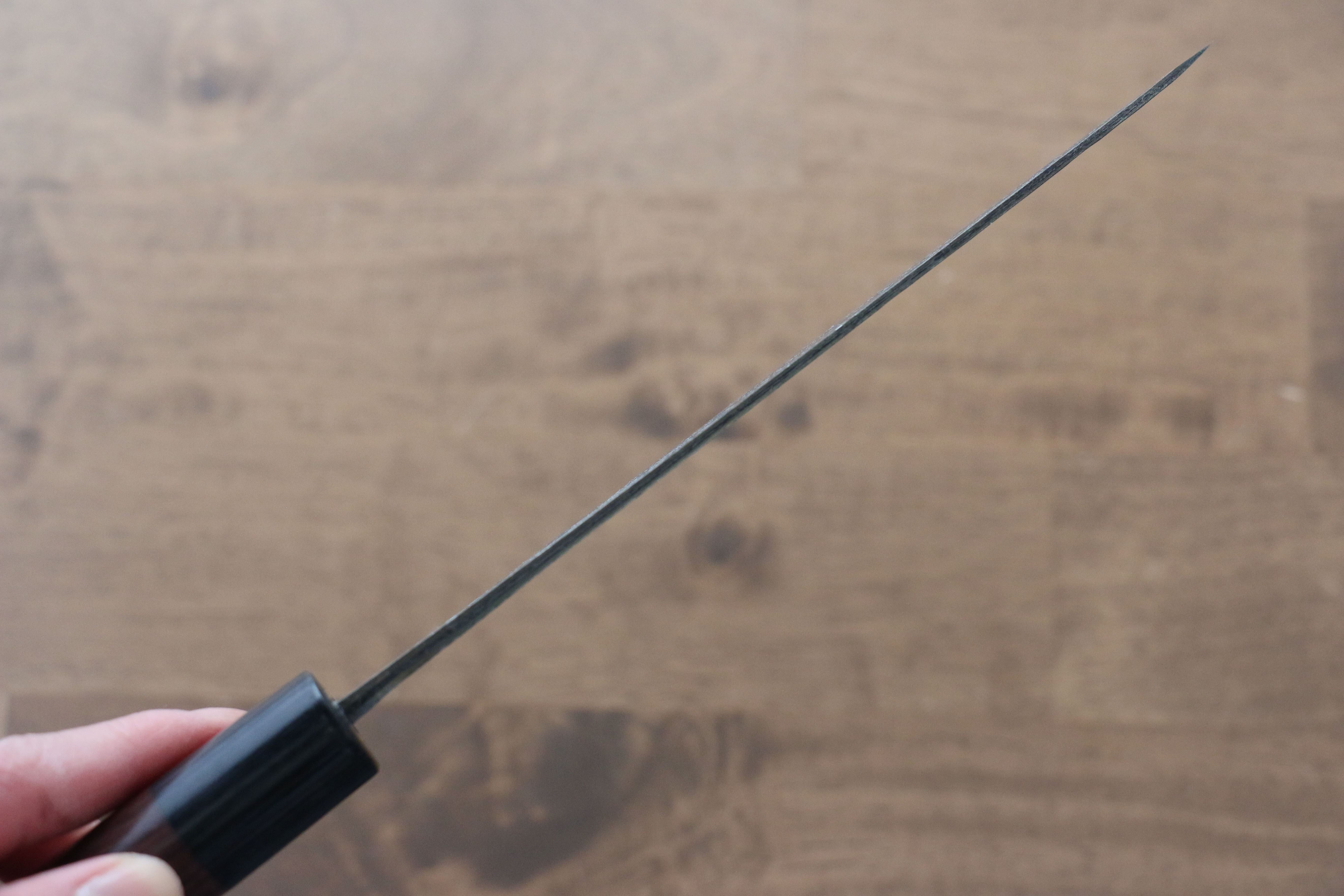 Anryu Blue Super Hammered Kurouchi Santoku 165mm Shitan Handle - Seisuke Knife