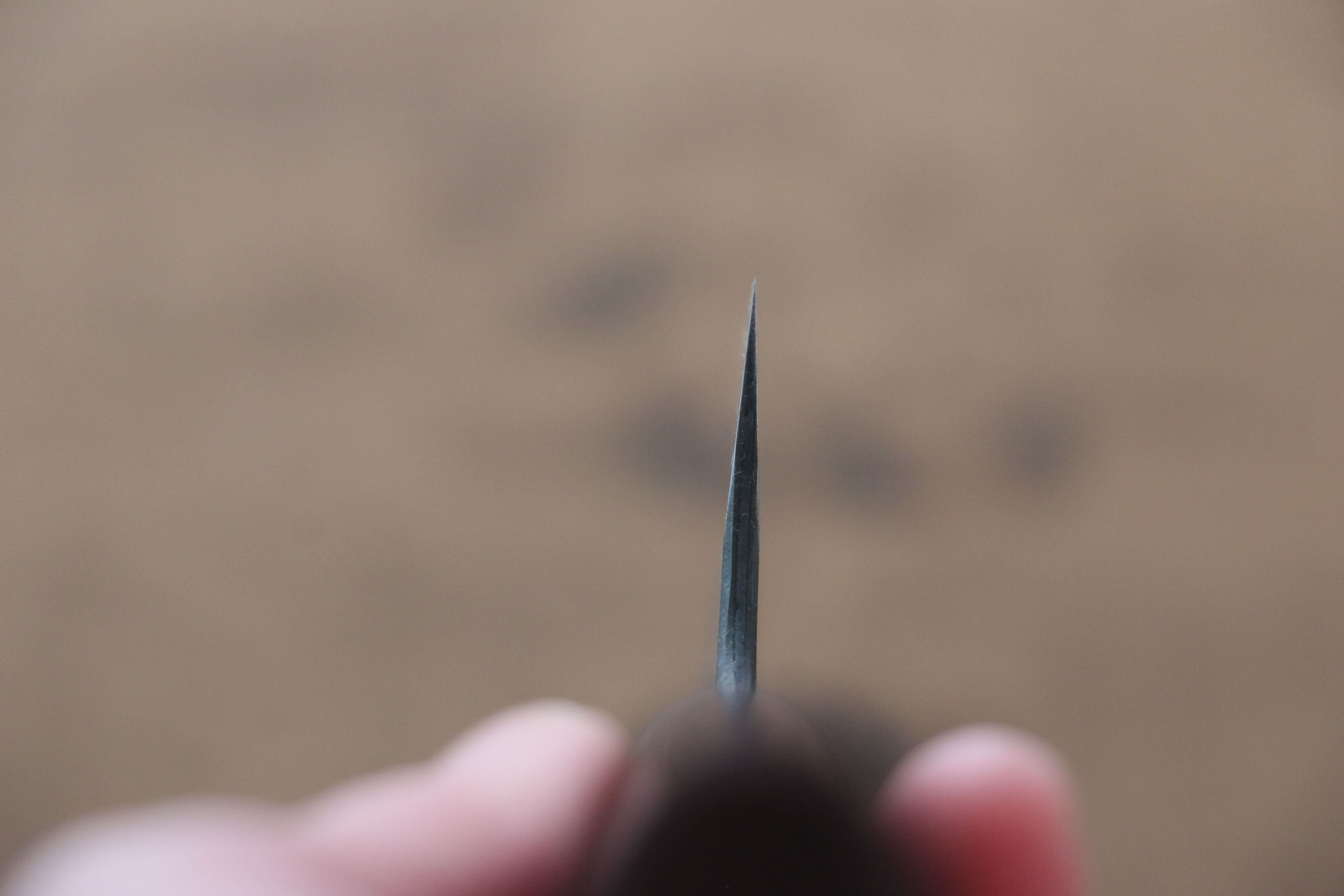 Anryu Blue Super Hammered Kurouchi Santoku 165mm Shitan Handle - Seisuke Knife