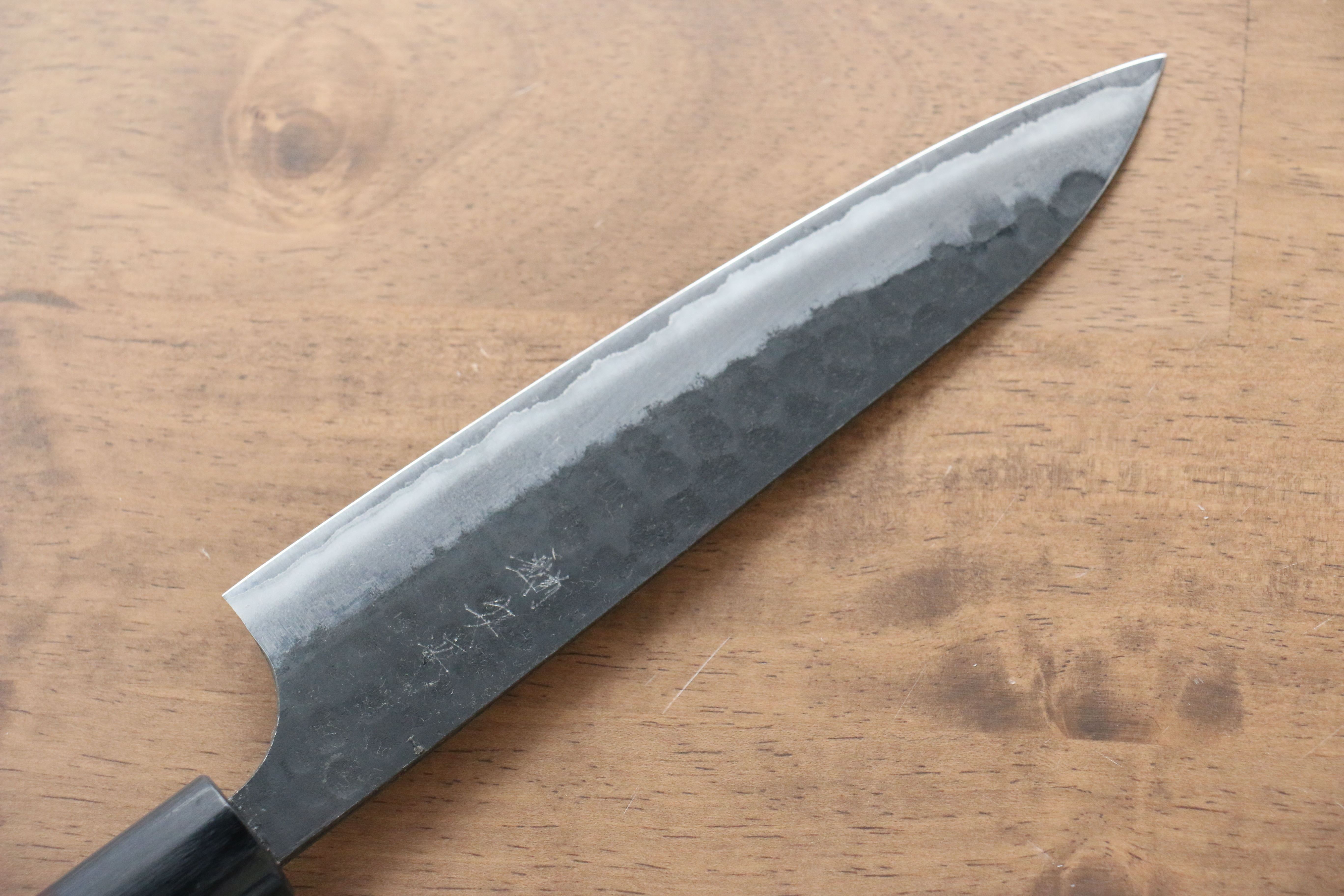 Anryu Blue Super Hammered Black Finished Gyuto 180mm Shitan Handle - Seisuke Knife
