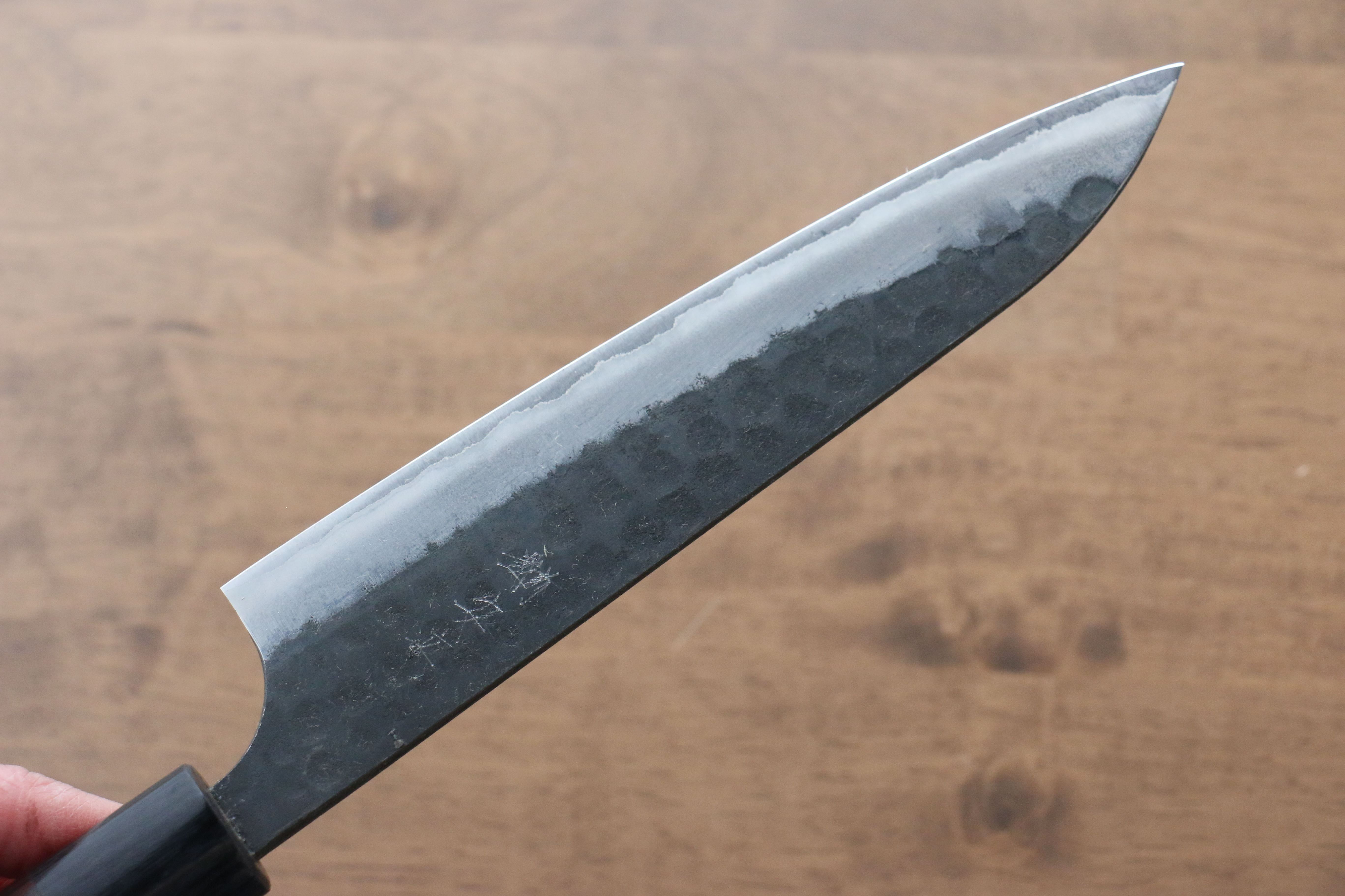 Anryu Blue Super Hammered Black Finished Gyuto 180mm Shitan Handle - Seisuke Knife