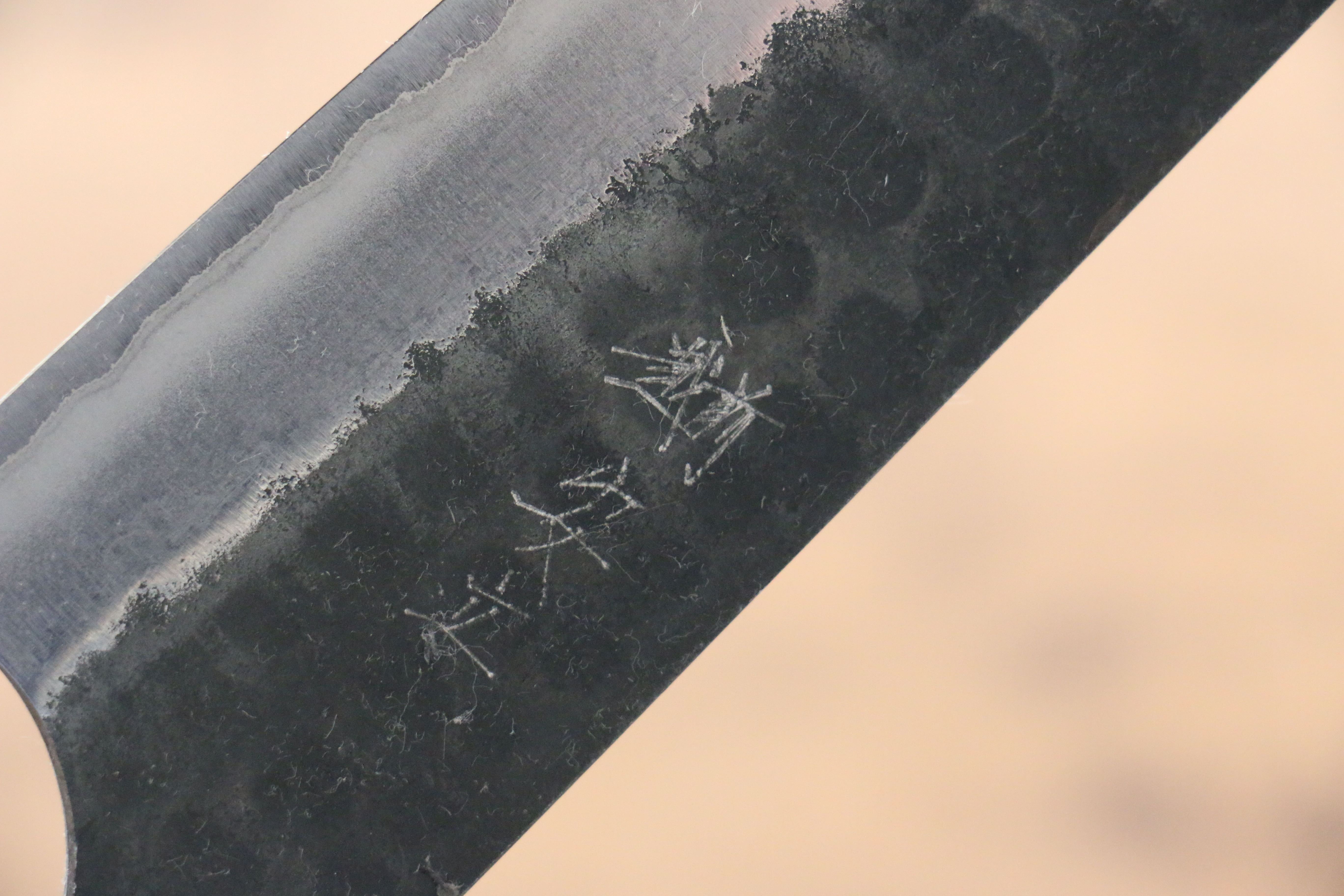 Anryu Blue Super Hammered Black Finished Gyuto 180mm Shitan Handle - Seisuke Knife