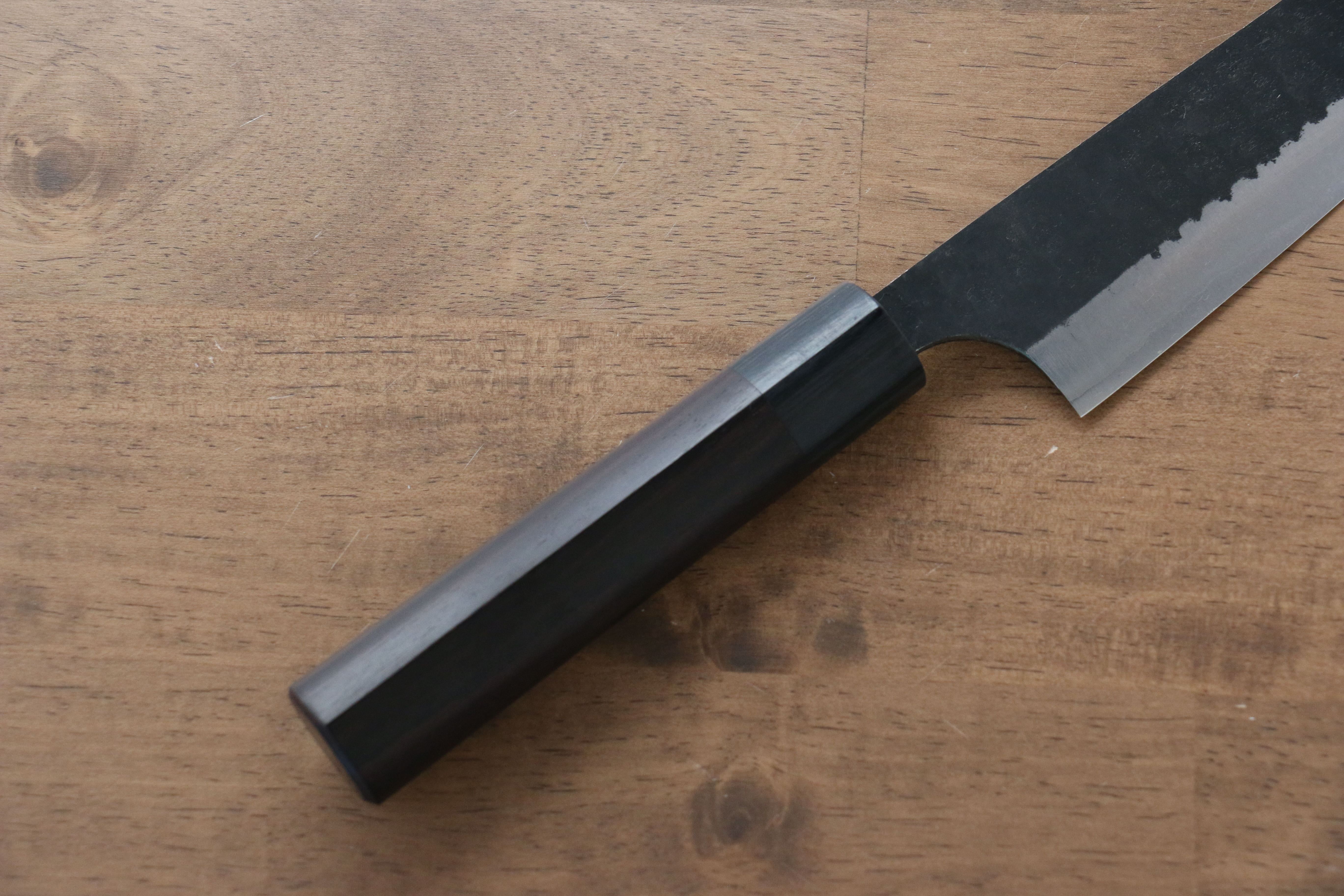 Anryu Blue Super Hammered Black Finished Gyuto 180mm Shitan Handle - Seisuke Knife