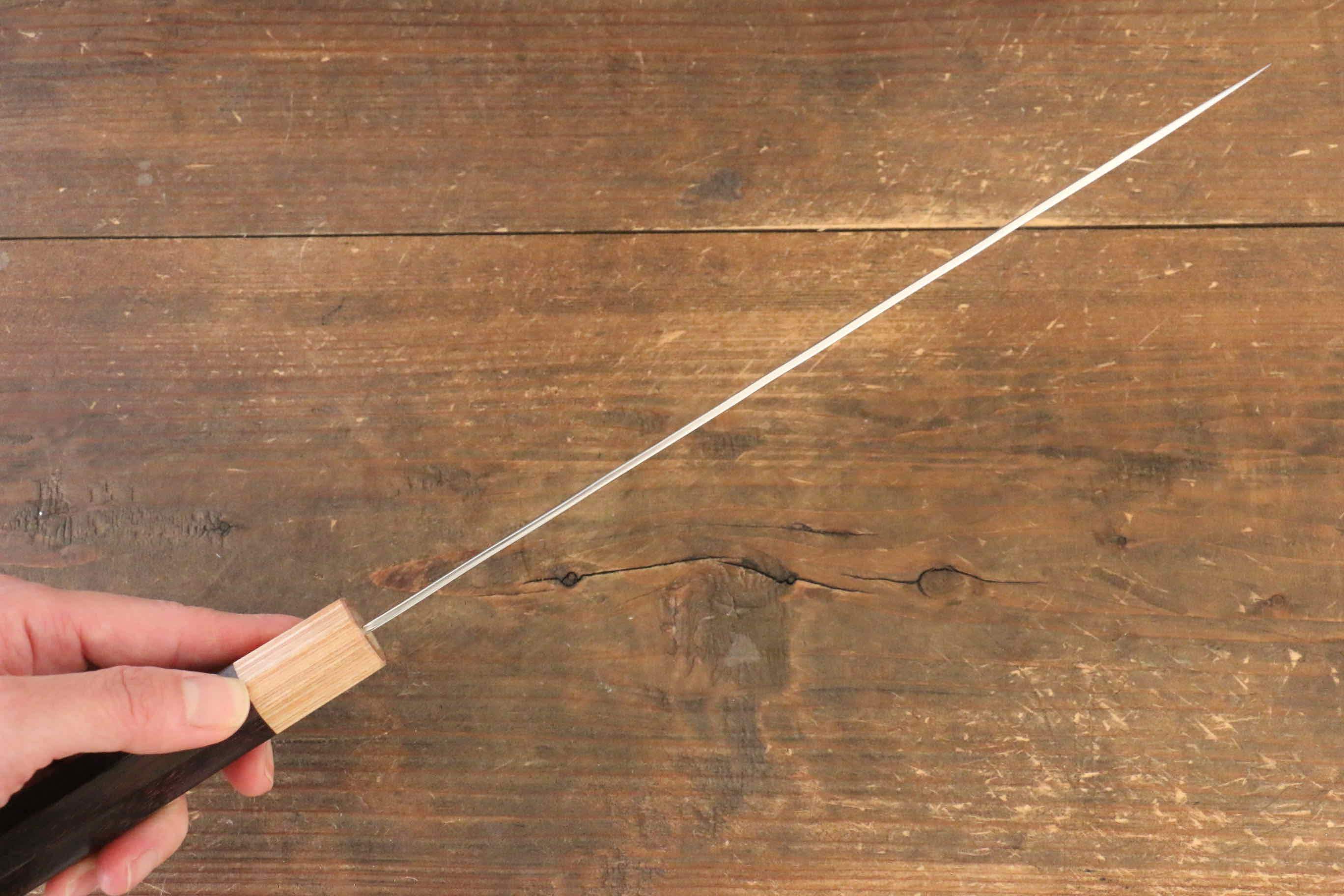 Yu Kurosaki Senko SG2 Hammered Sujihiki 240mm with Shitan Handle (Blonde Ferrule) - Seisuke Knife