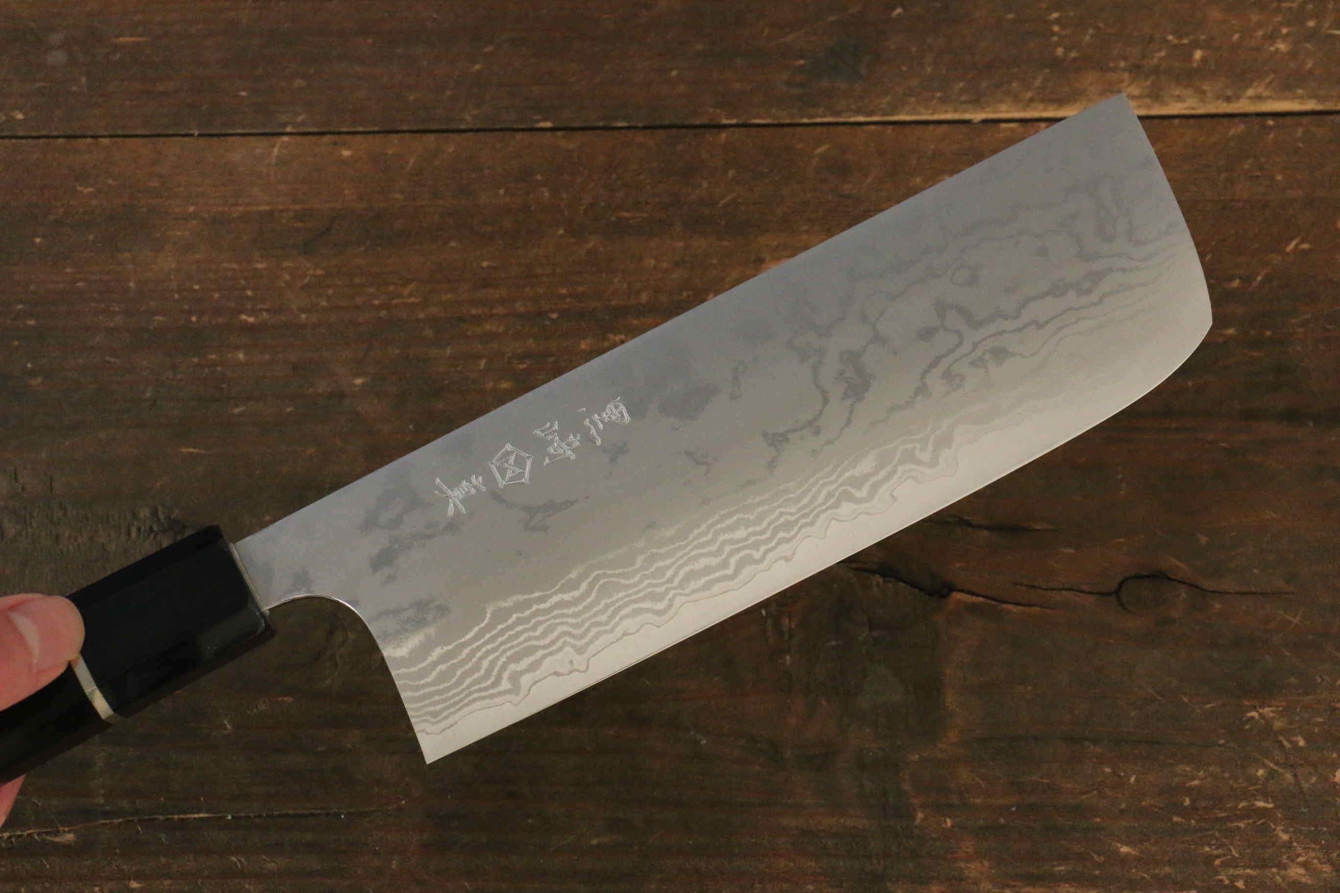 Makoto Kurosaki VG10 Damascus Nakiri 165mm Ebony & Double Ring Handle - Seisuke Knife