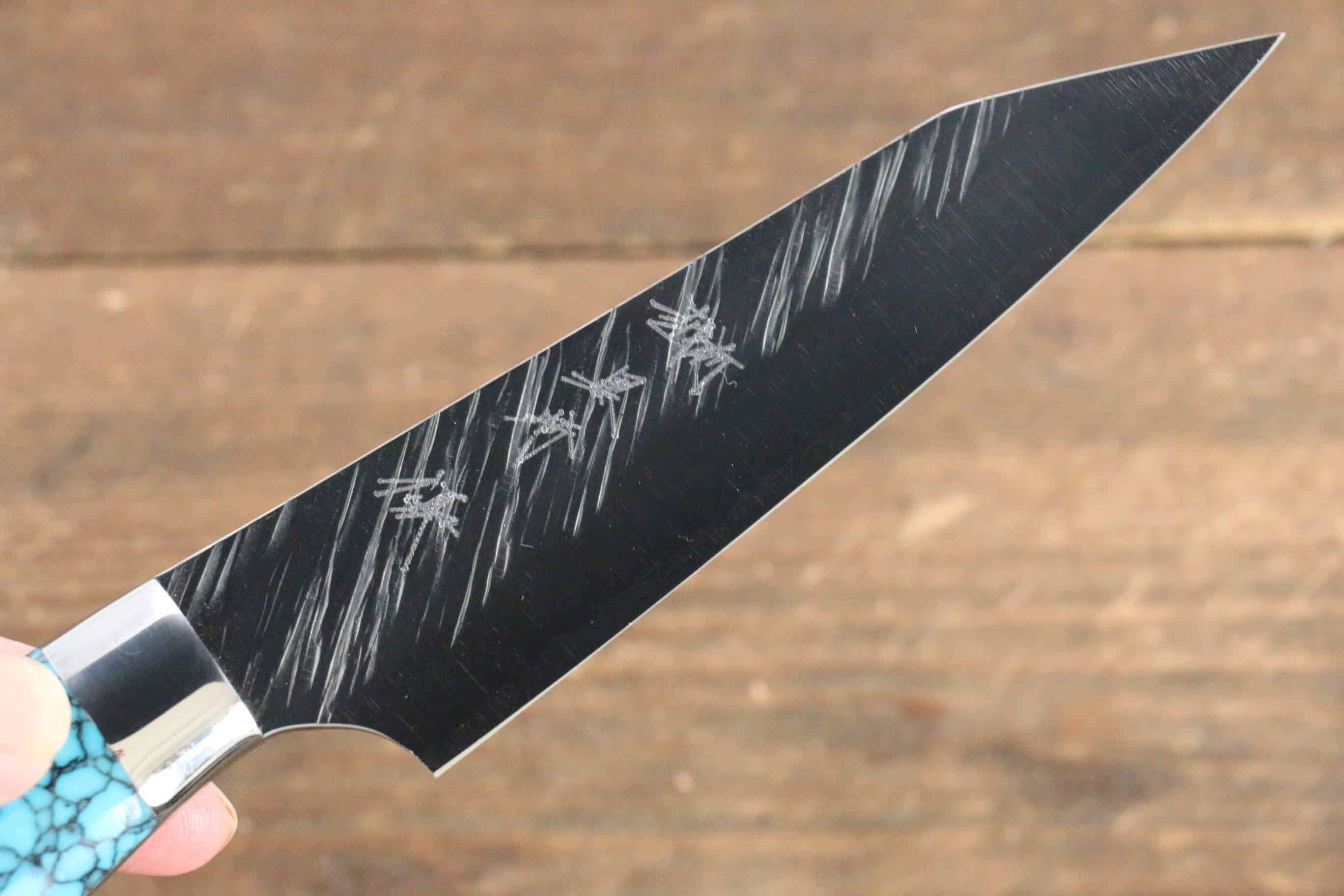 Yu Kurosaki Fujin SG2 Hammered Damascus Petty-Utility 100mm Turquoise Handle - Seisuke Knife