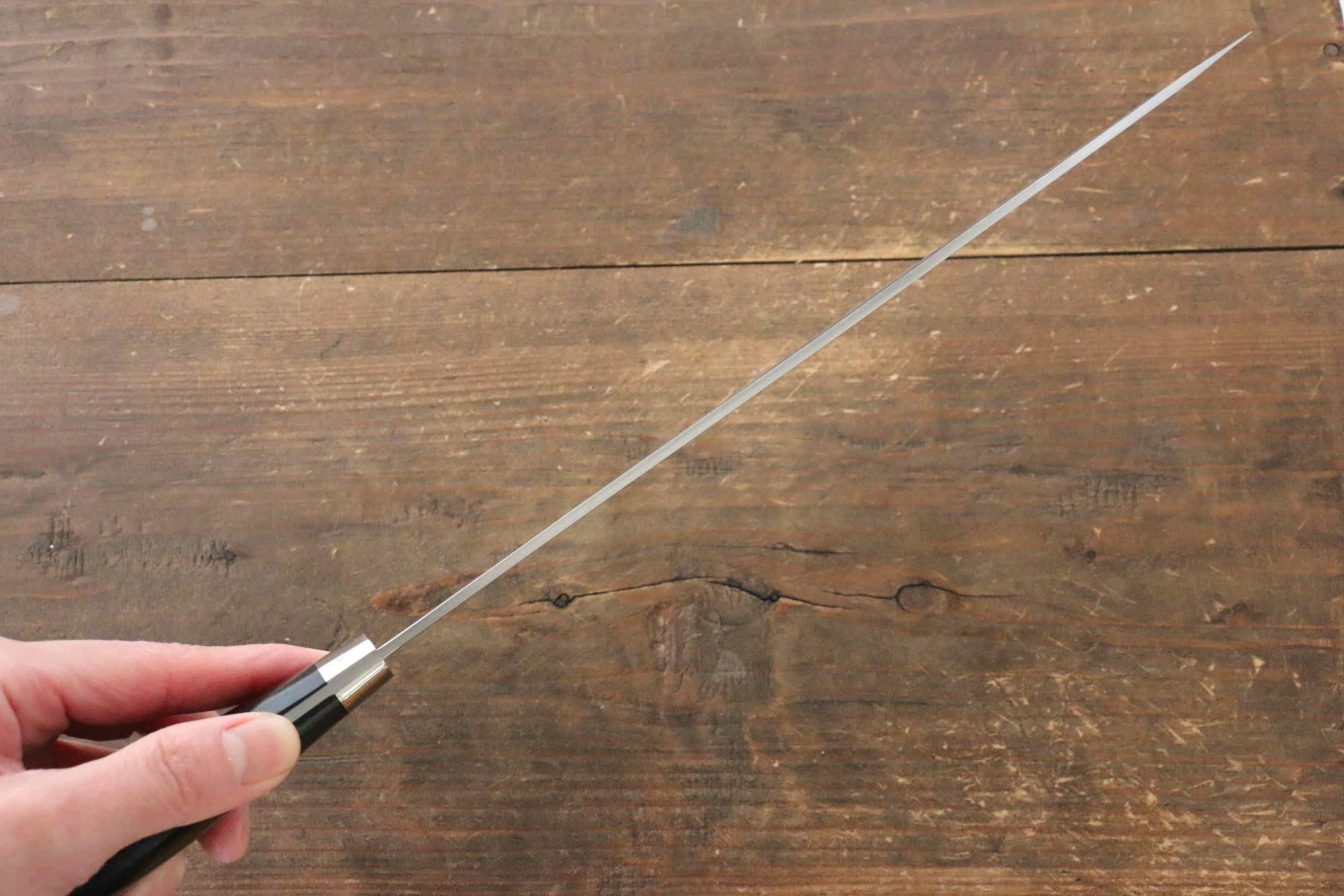 Takeshi Saji Blue Super Kurouchi Hammered Gyuto 240mm Black Micarta Handle - Seisuke Knife