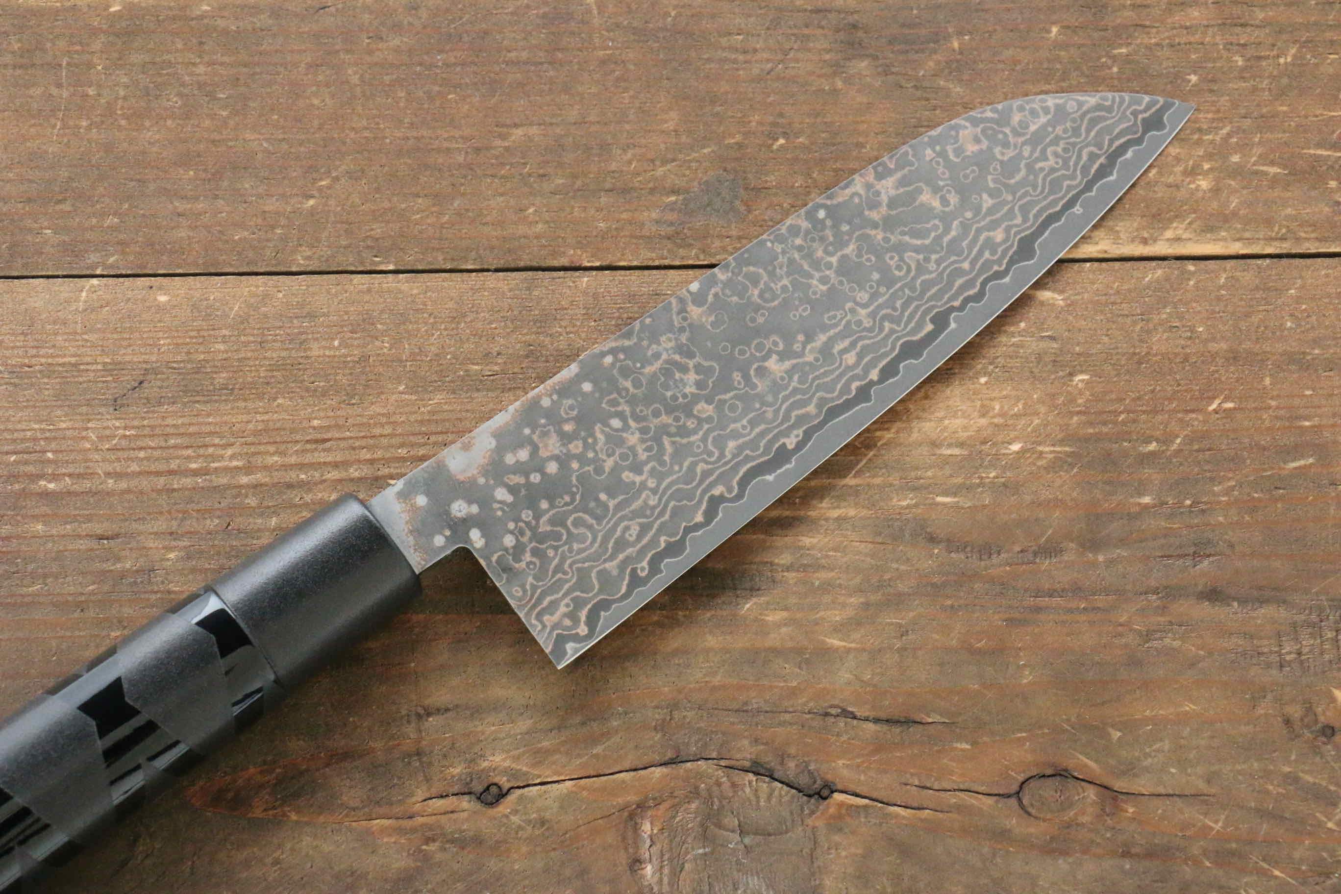 Takeshi Saji VG10 Santoku 165mm Black Plastic Handle - Seisuke Knife