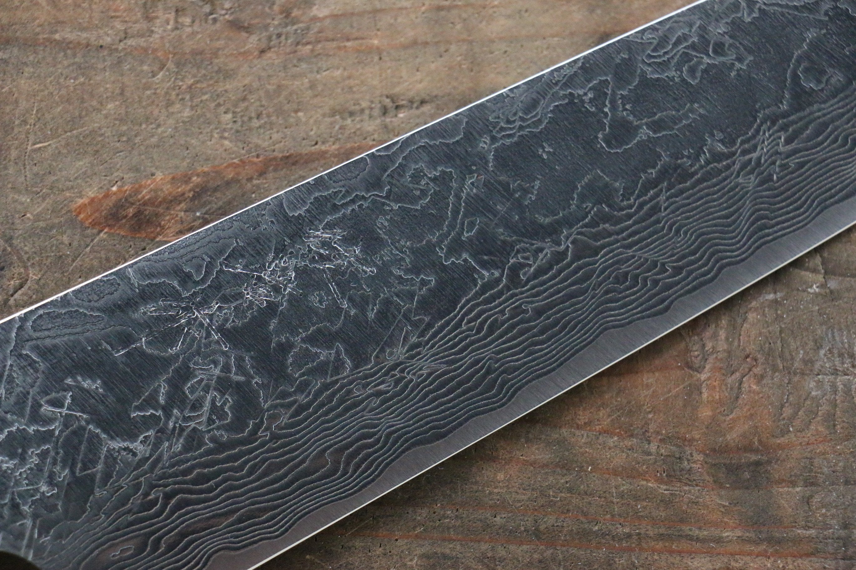 Takeshi Saji SG2 Diamond Finish Damascus Gyuto 210mm Green Micarta Handle - Seisuke Knife