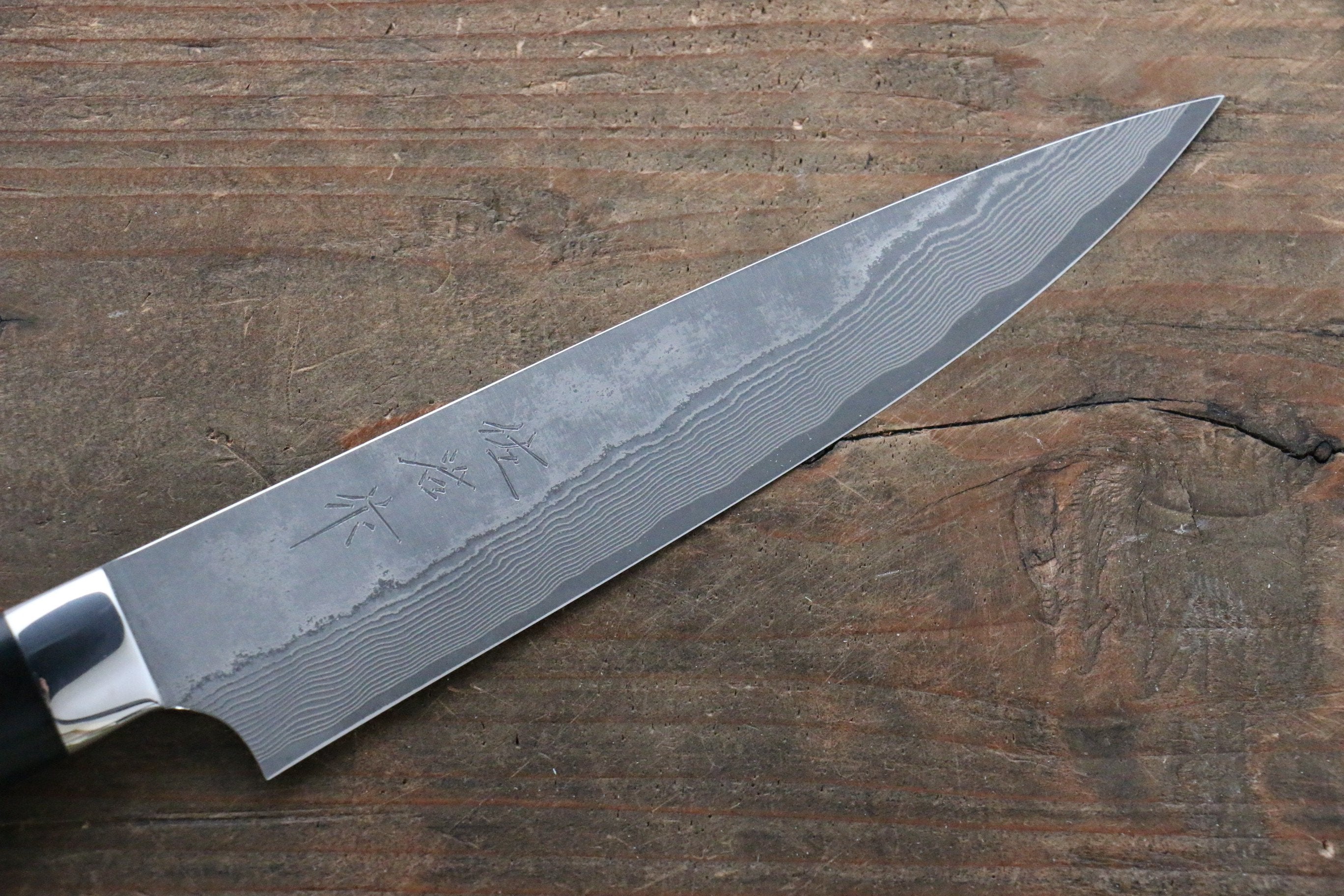 Takeshi Saji VG10 Black Damascus Petty-Utility 135mm Black Micarta Handle with Sheath - Seisuke Knife