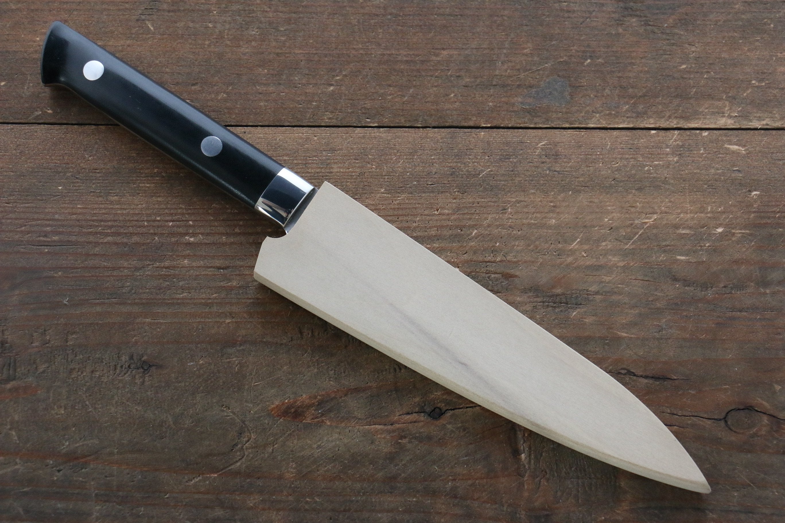 Takeshi Saji VG10 Black Damascus Petty-Utility 135mm Black Micarta Handle with Sheath - Seisuke Knife