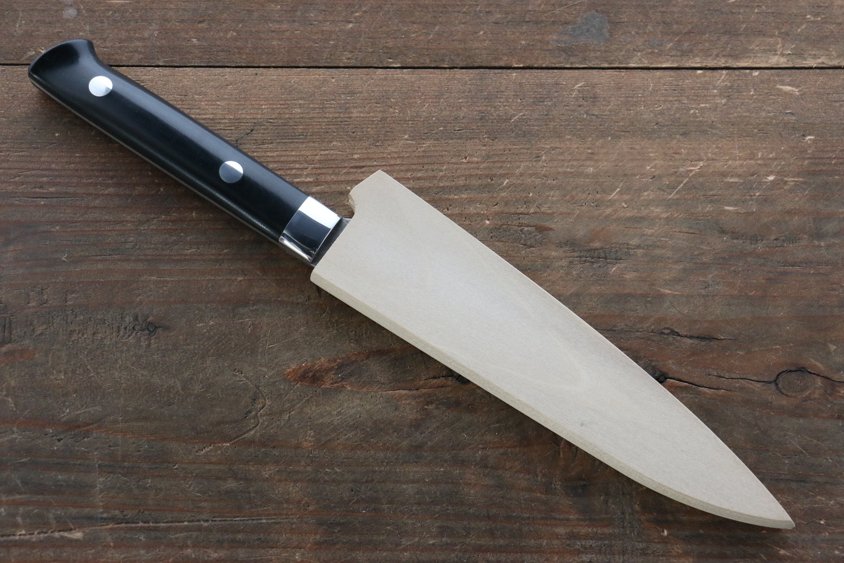 Takeshi Saji VG10 Black Damascus Petty-Utility 135mm Black Micarta Handle with Sheath - Seisuke Knife