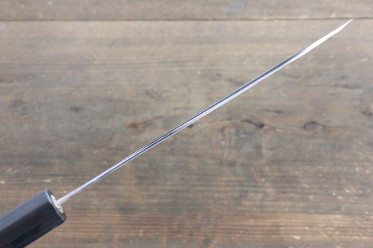 Seisuke Blue Steel No.2 Hammered Damascus Santoku 180mm Shitan Handle - Seisuke Knife