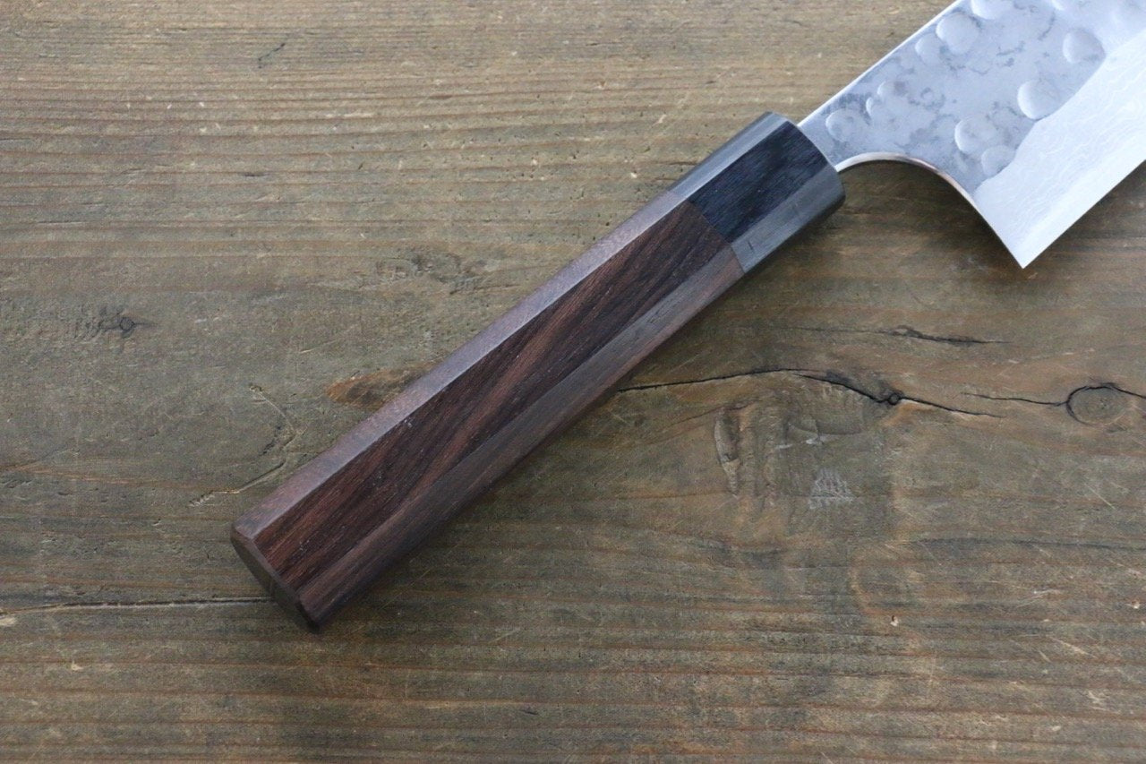 Seisuke Blue Steel No.2 Hammered Damascus Gyuto 240mm Shitan Handle - Seisuke Knife