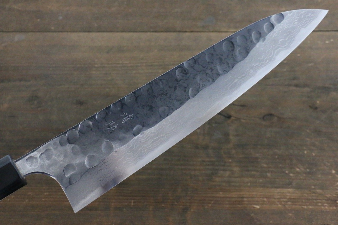 Seisuke Blue Steel No.2 Hammered Damascus Gyuto 240mm Shitan Handle - Seisuke Knife