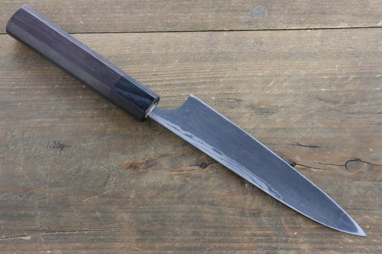 Seisuke Blue Steel No.2 Hammered Damascus Petty-Utility 150mm Shitan Handle - Seisuke Knife