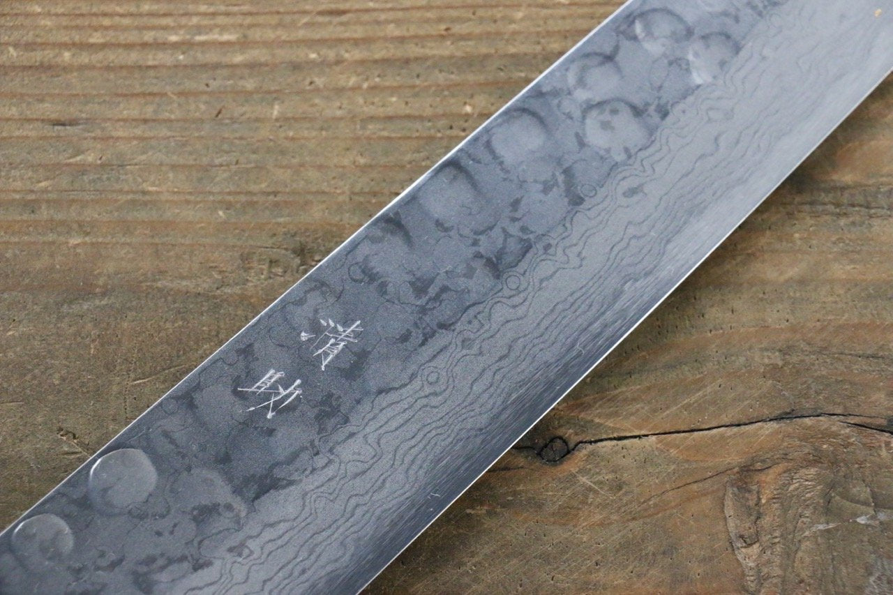 Seisuke Blue Steel No.2 Hammered Damascus Yanagiba 270mm Shitan Handle - Seisuke Knife