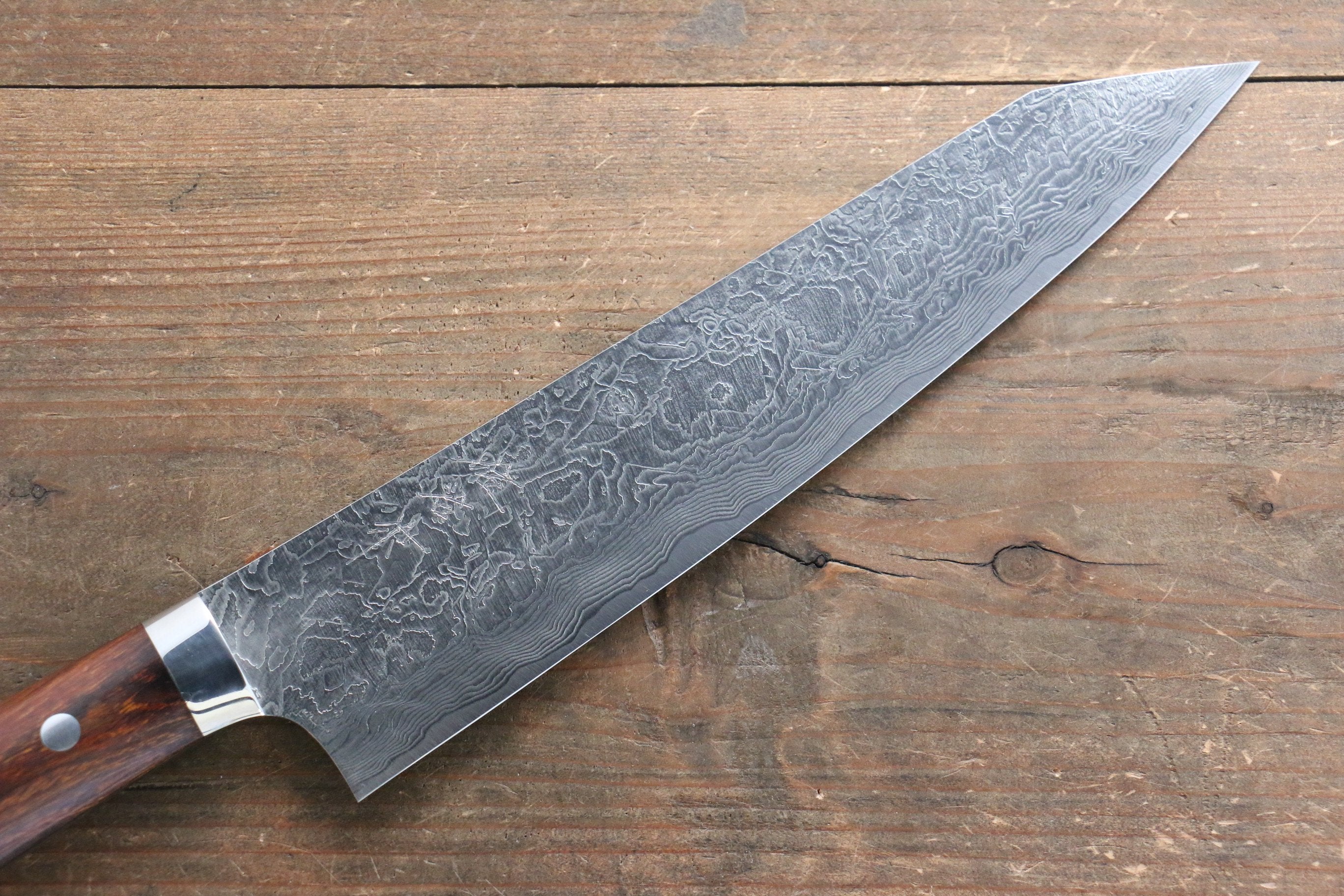 Takeshi Saji SG2 Diamond Finish Damascus Kiritsuke 240mm Ironwood Handle - Seisuke Knife