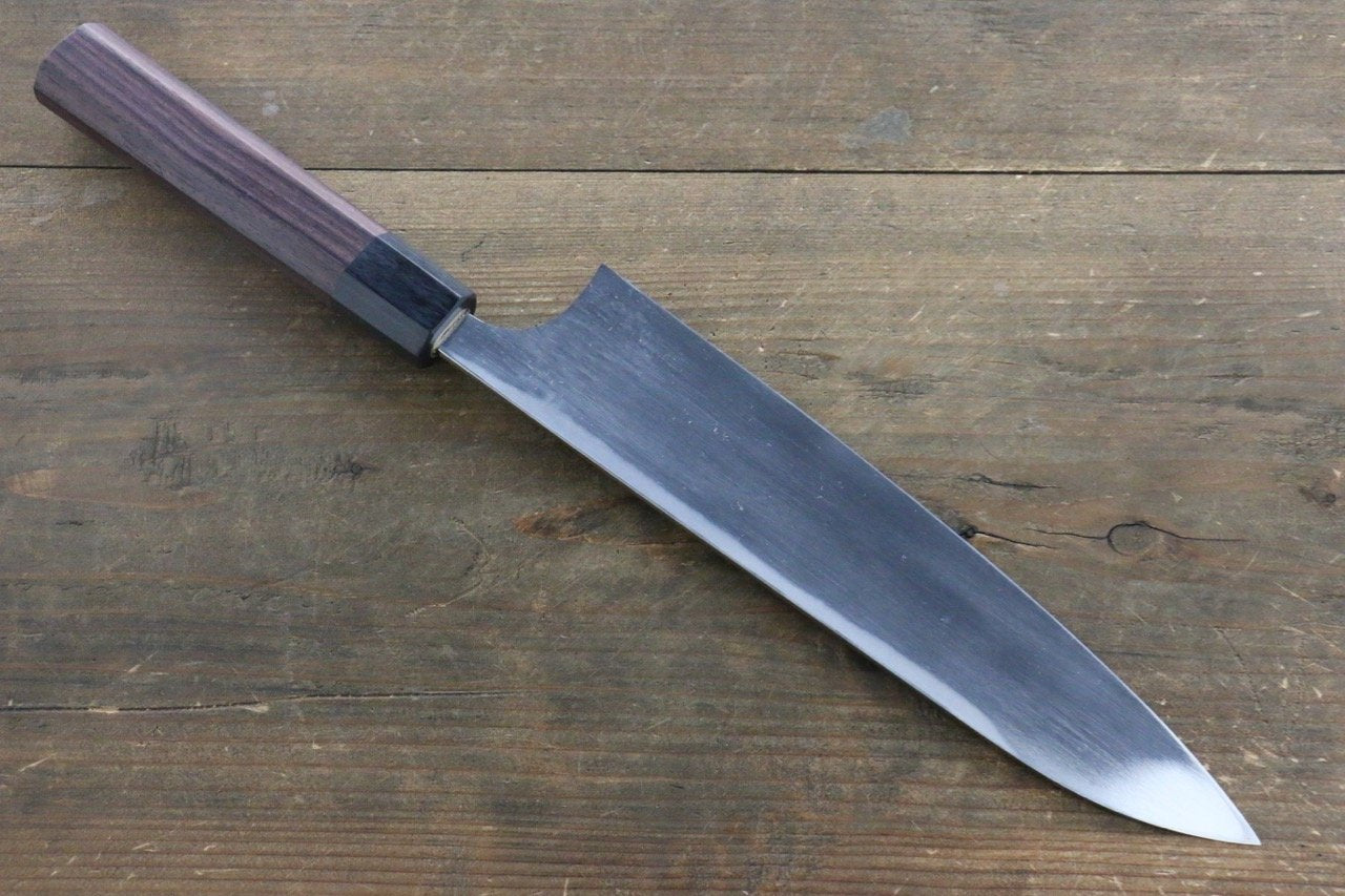 Seisuke Blue Steel No.2 Hammered Kurouchi Gyuto 210mm Shitan Handle - Seisuke Knife