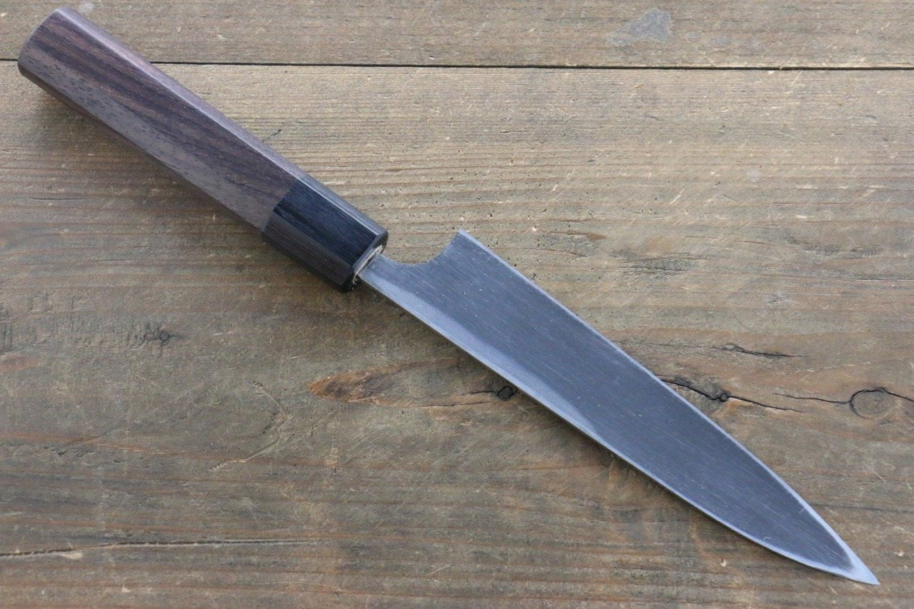 Seisuke Blue Steel No.2 Hammered Kurouchi Petty-Utility 150mm Shitan Handle - Seisuke Knife