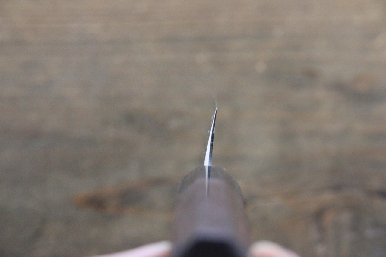 Seisuke Blue Steel No.2 Hammered Kurouchi Petty-Utility 150mm Shitan Handle - Seisuke Knife