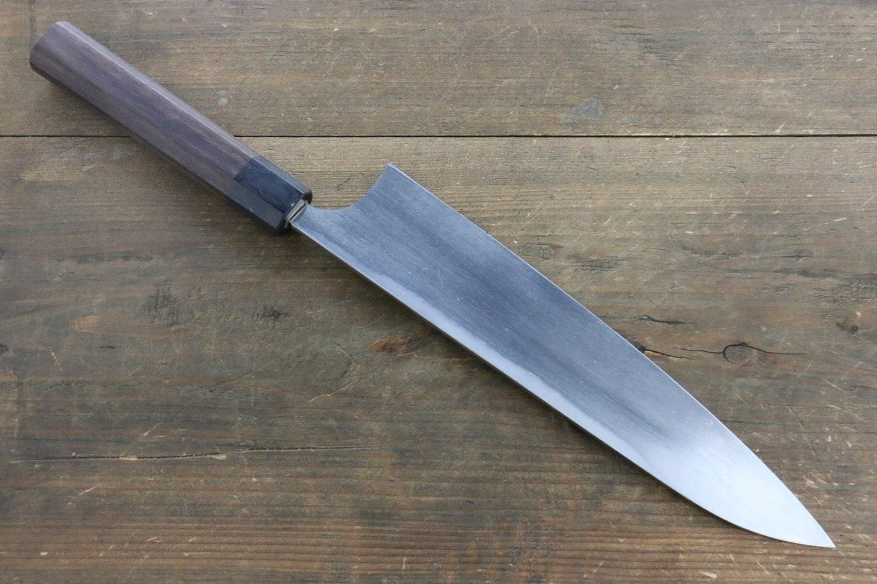 Seisuke Blue Steel No.2 Hammered Kurouchi Gyuto 240mm Shitan Handle - Seisuke Knife
