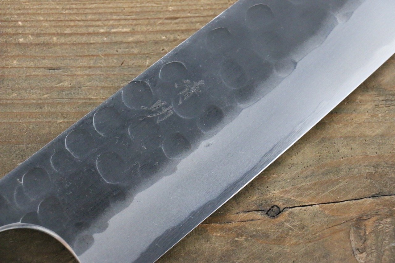 Seisuke Blue Steel No.2 Hammered Kurouchi Gyuto 240mm Shitan Handle - Seisuke Knife