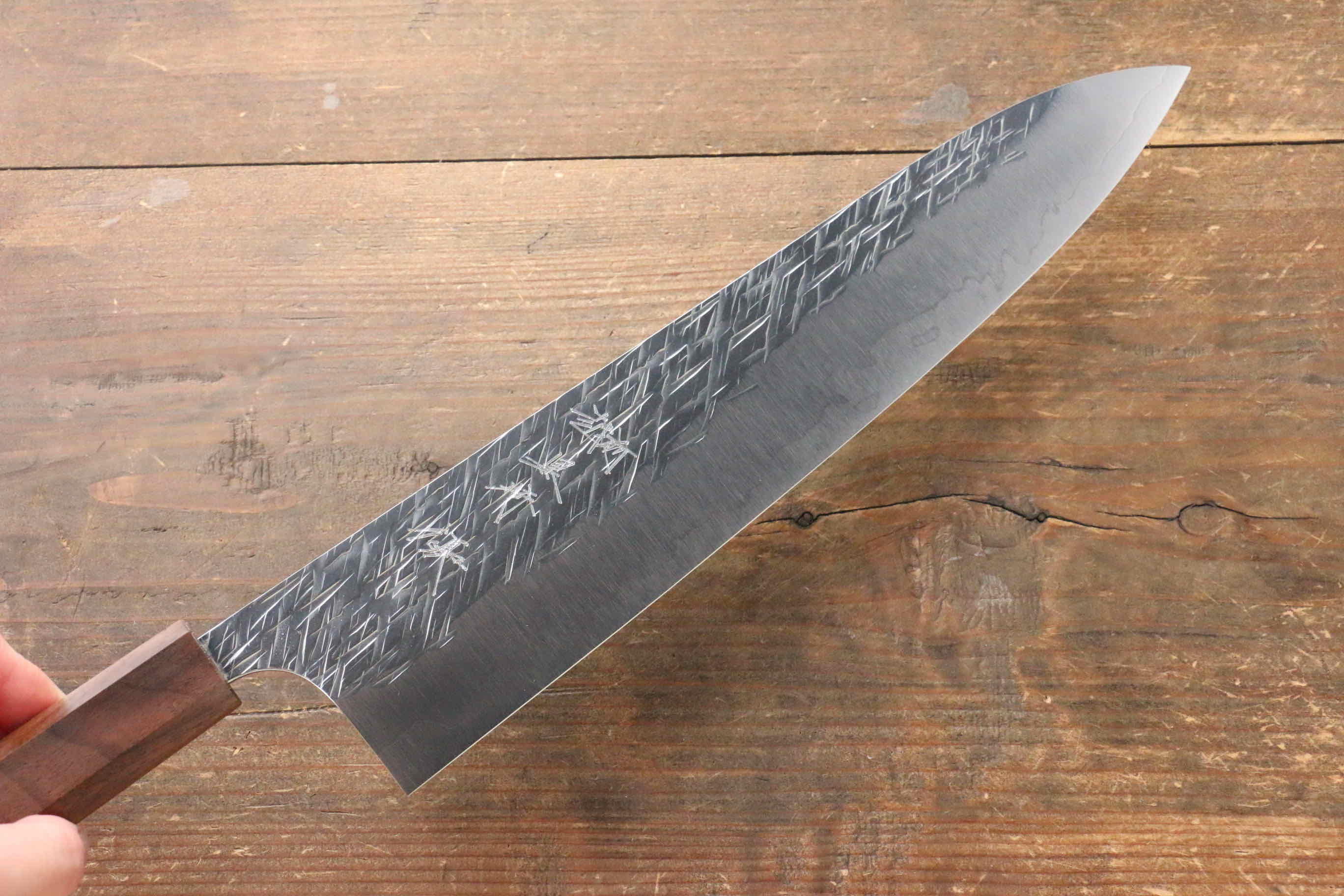 Yu Kurosaki Raijin Cobalt Special Steel Hammered Gyuto 270mm Walnut Handle - Seisuke Knife
