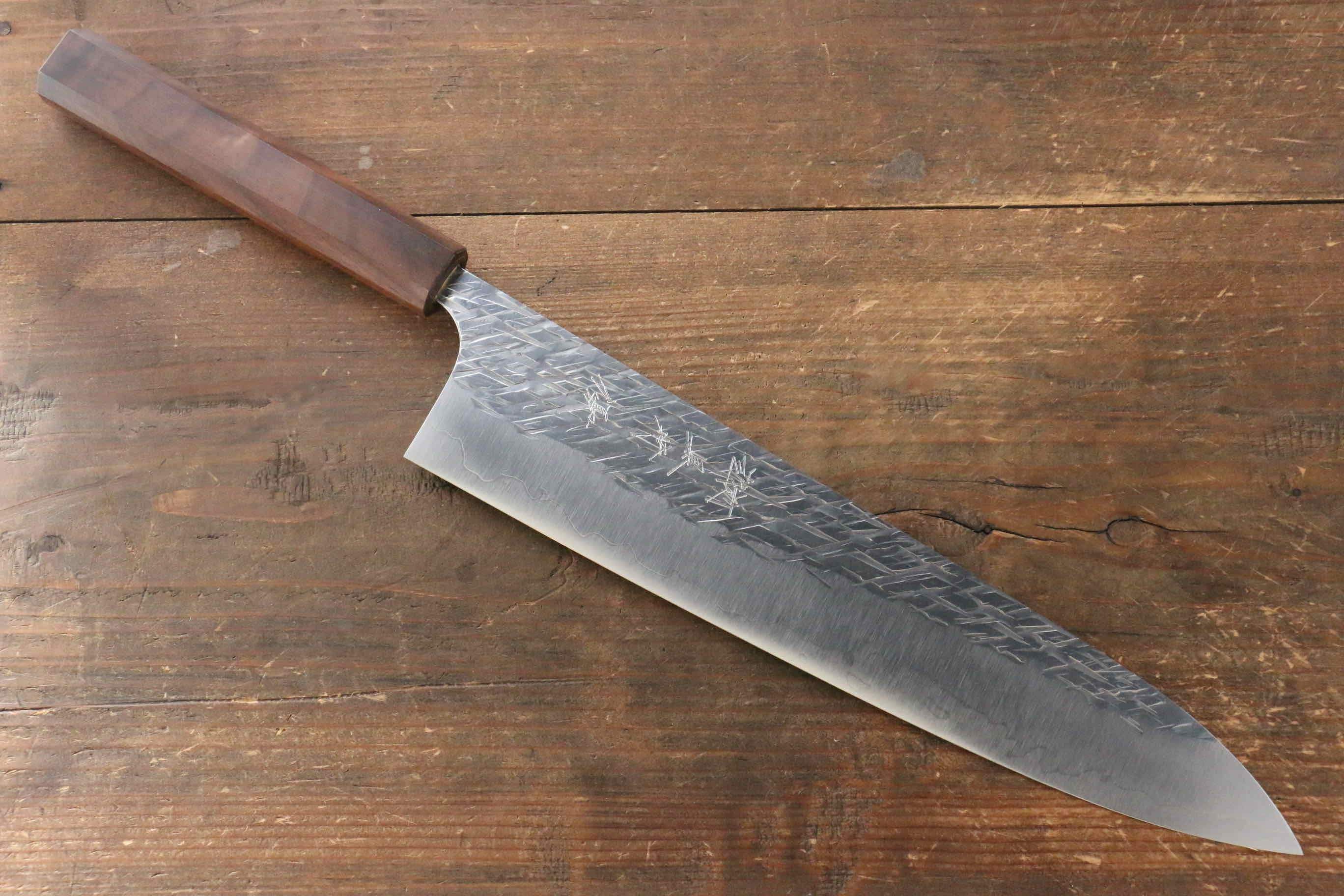 Yu Kurosaki Raijin Cobalt Special Steel Hammered Gyuto 270mm Walnut Handle - Seisuke Knife