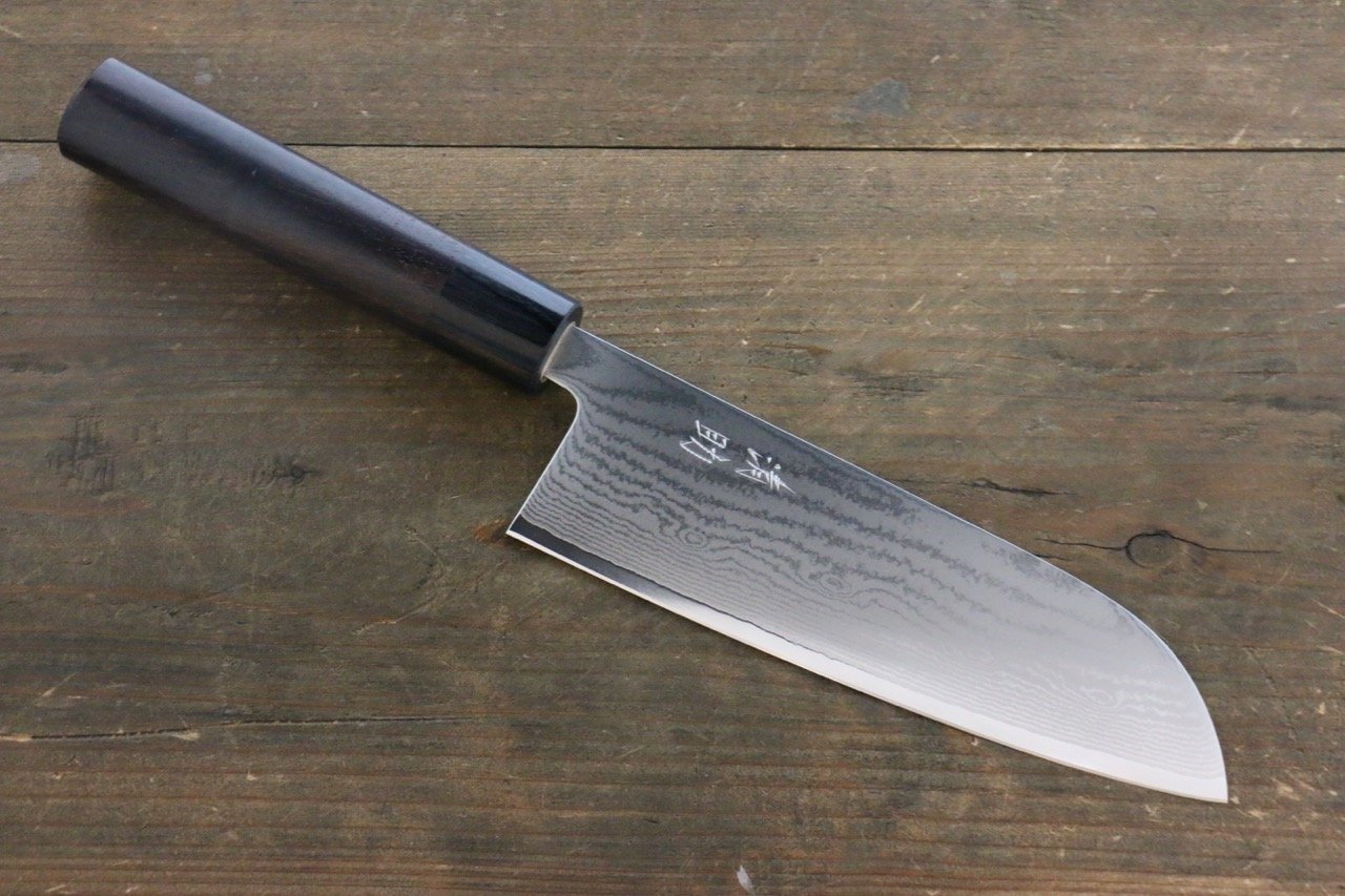 Seisuke VG10 63 Layer Damascus Santoku 165mm Shitan Handle - Seisuke Knife